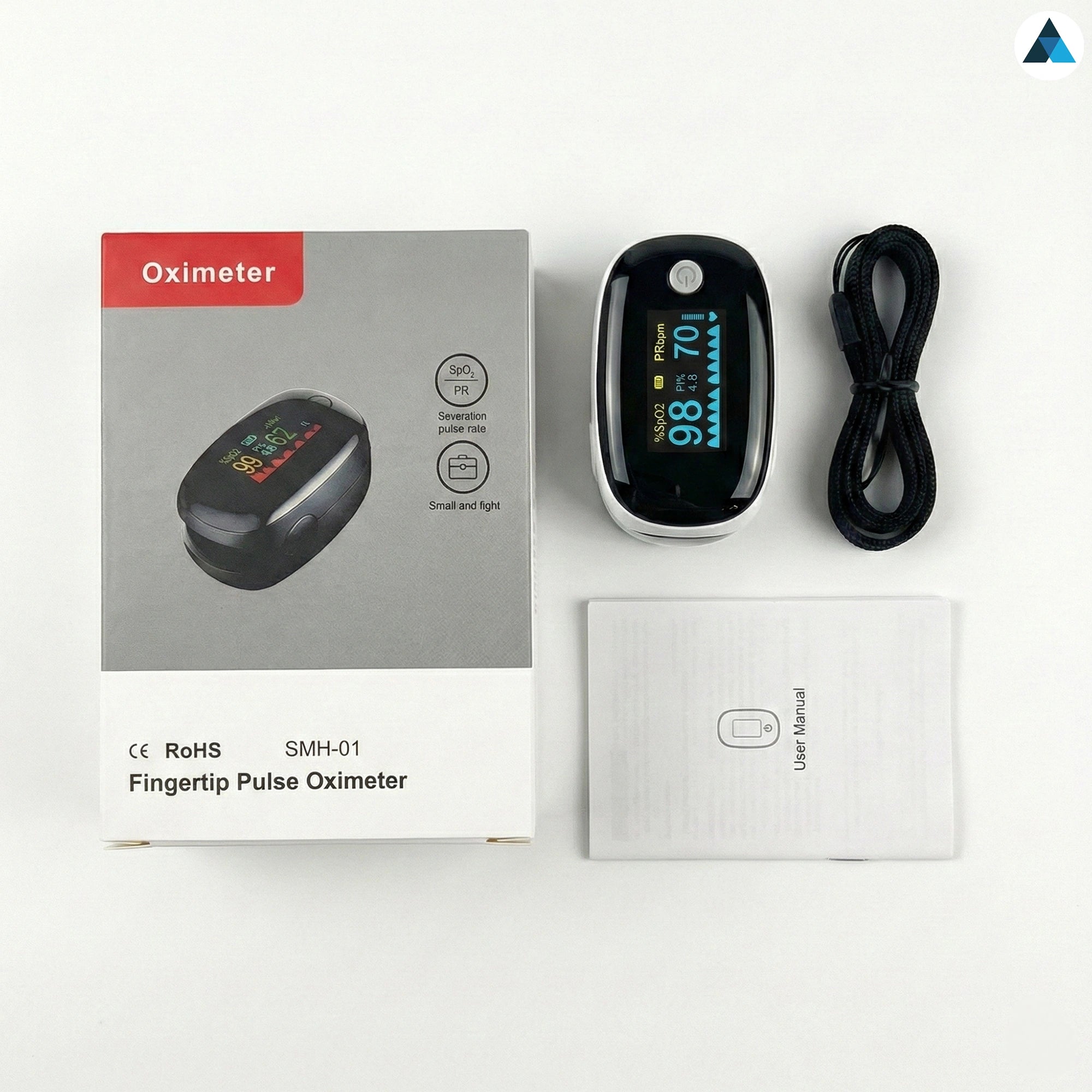CE Certified SPo2 Pulse Oximeter - NHS Adherent White & Black
