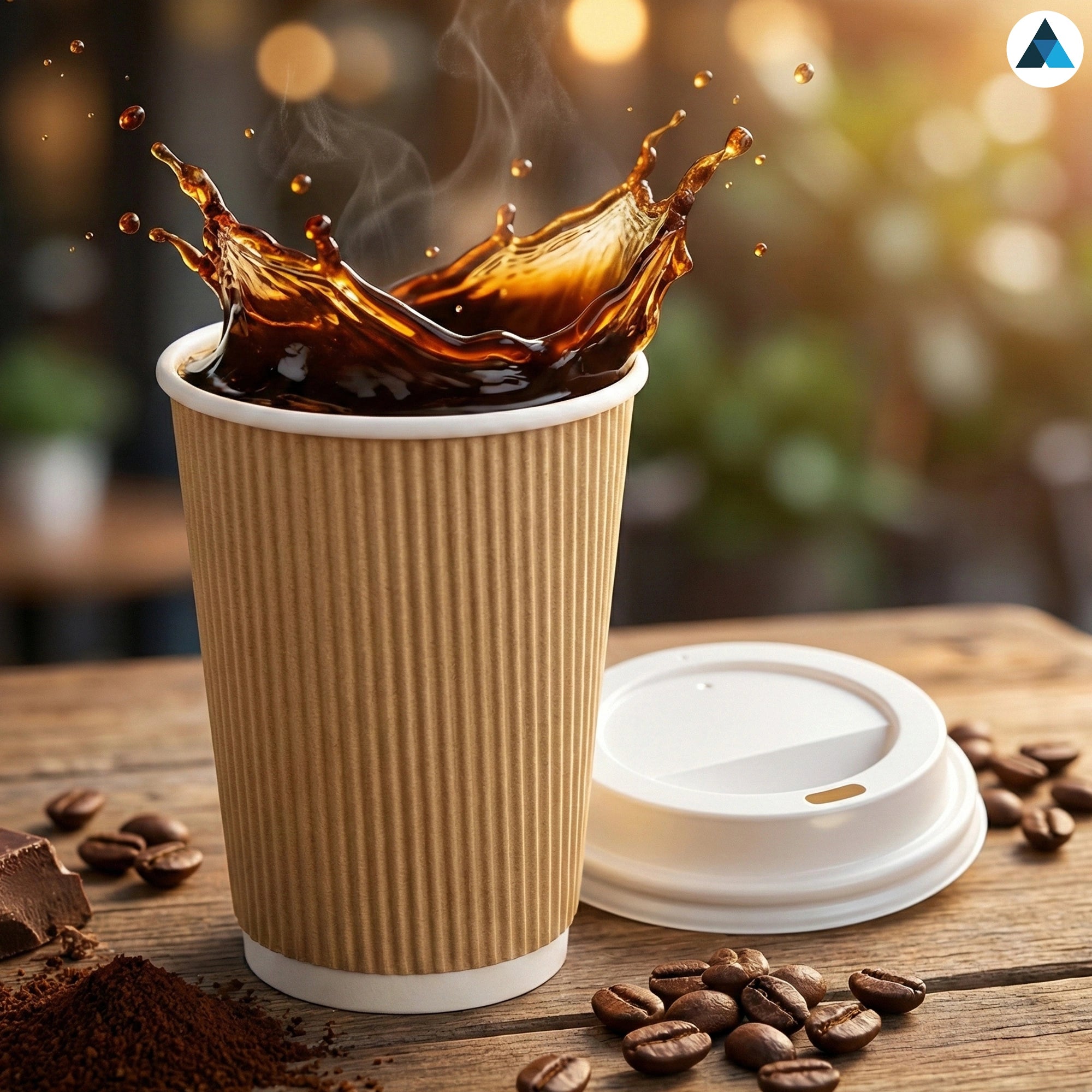 12oz Brown Ripple Cups with Lids