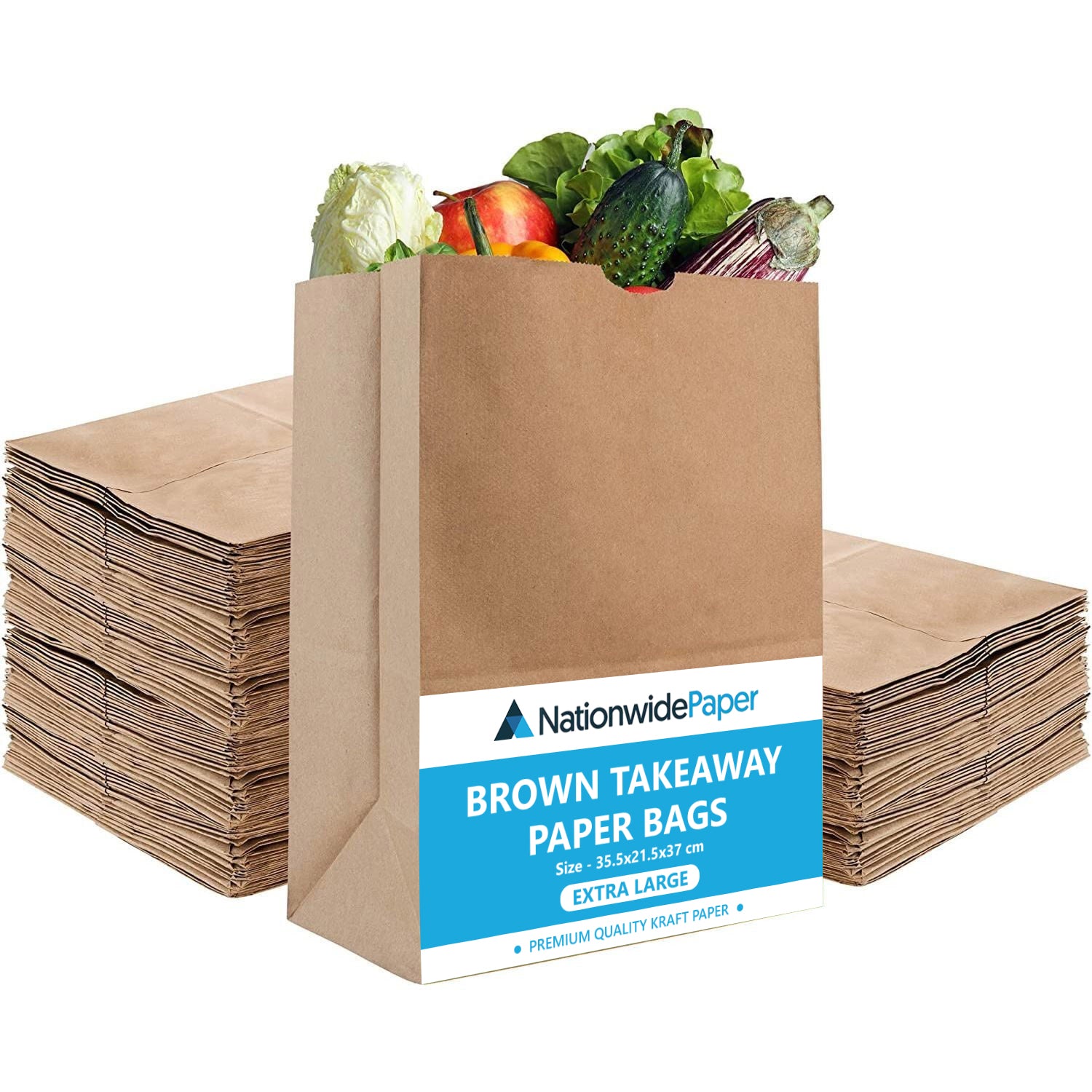 XX-Large Brown Paper Takeaway Bags 35.5x21.5x37cm