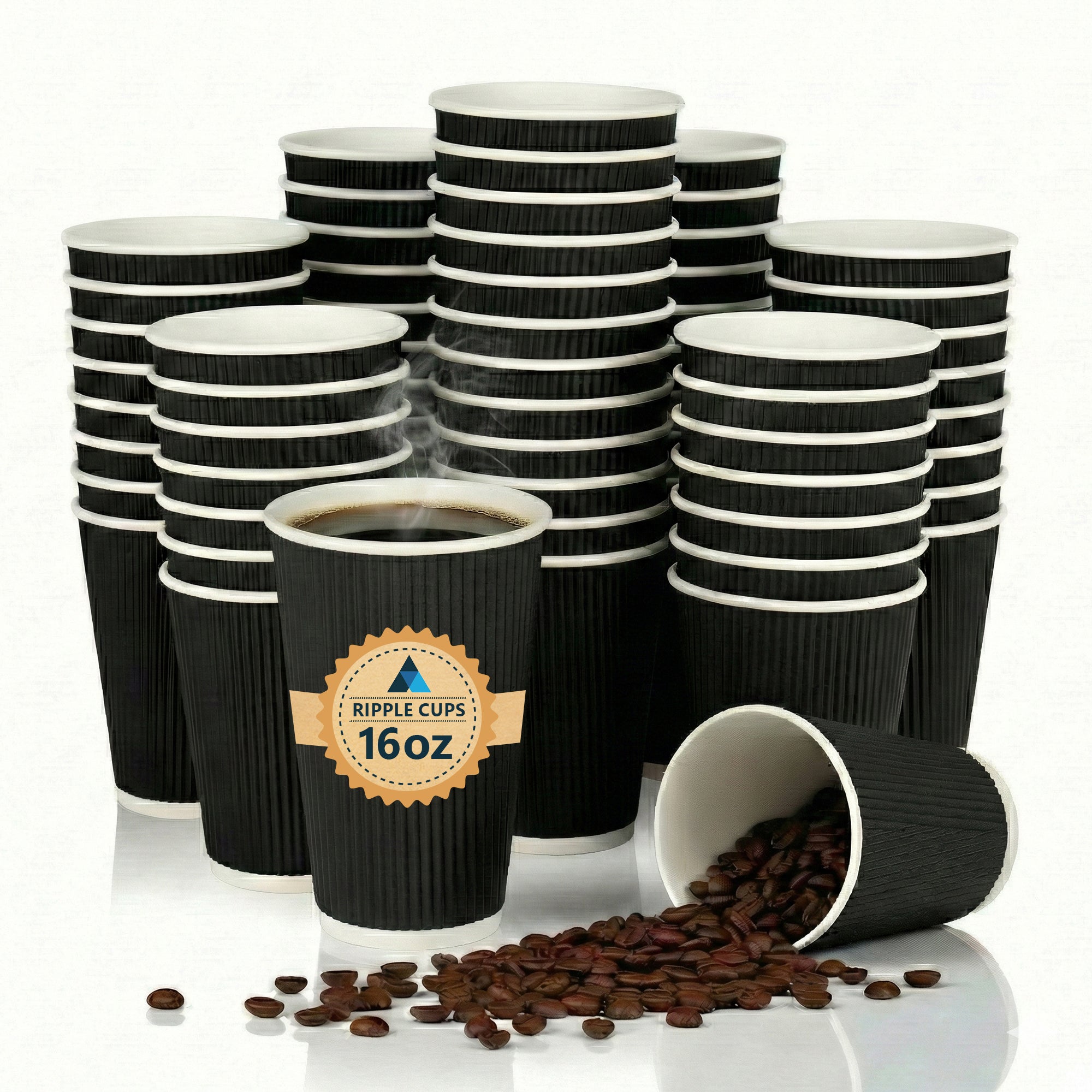 16oz/475ml Black Ripple Cups for Coffee