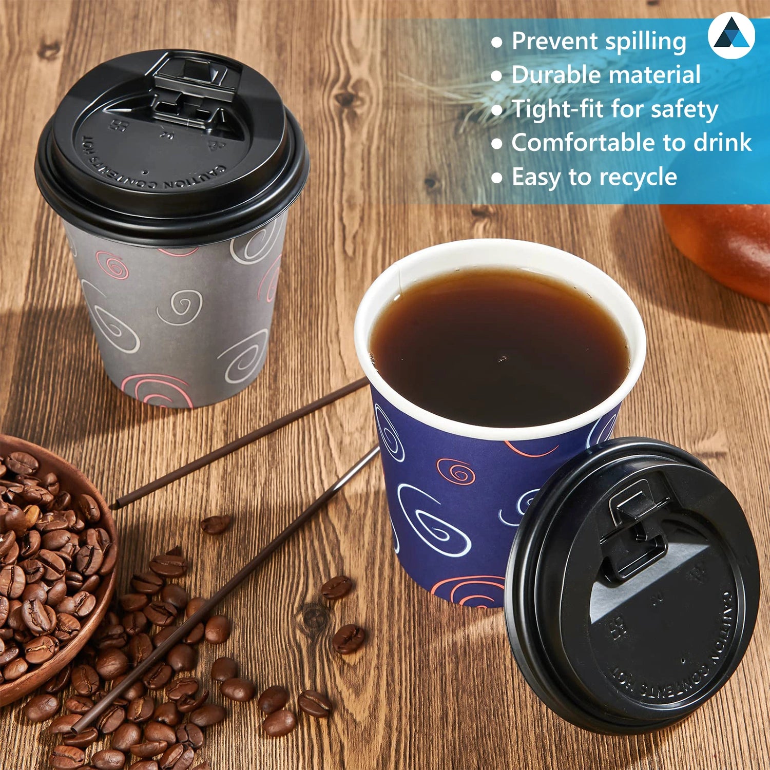 Black 8oz Only Lids for Coffee Cup