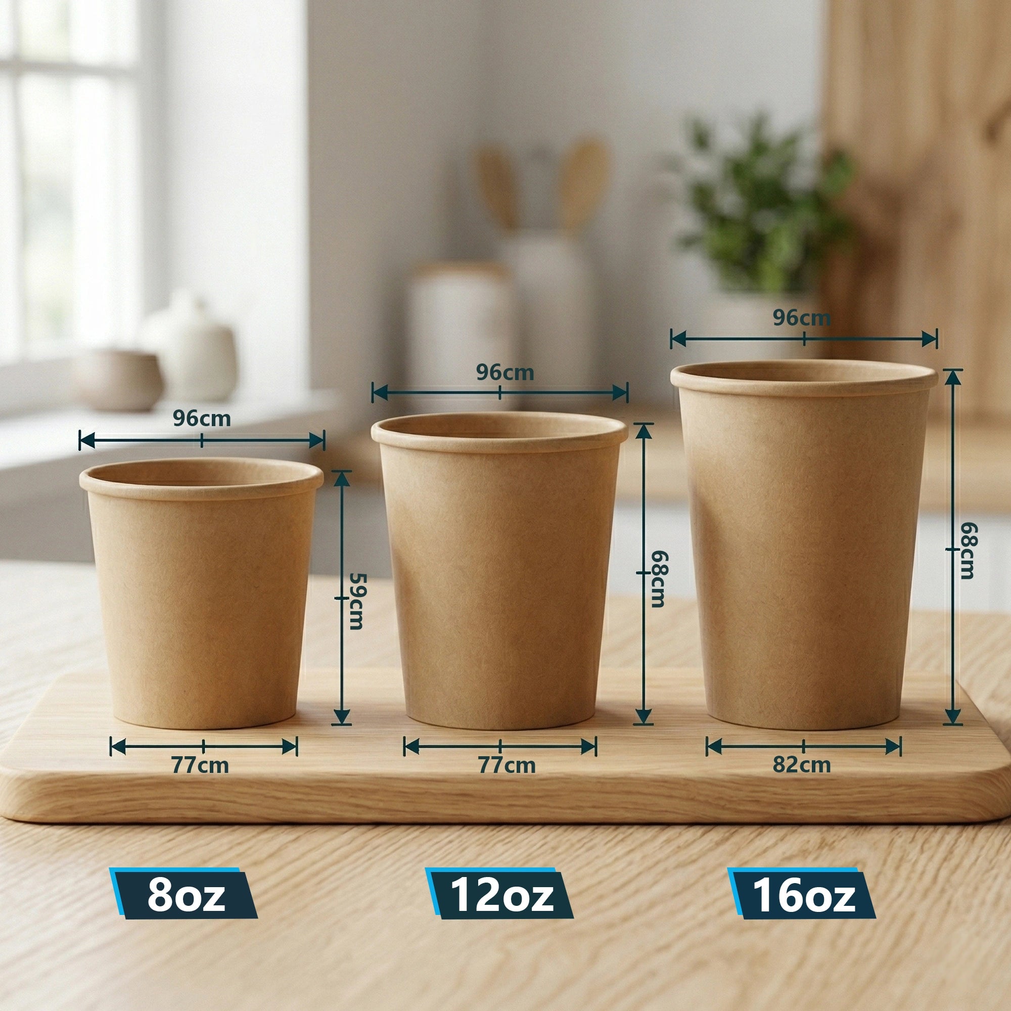 12oz Brown Kraft Soup Containers with Lids