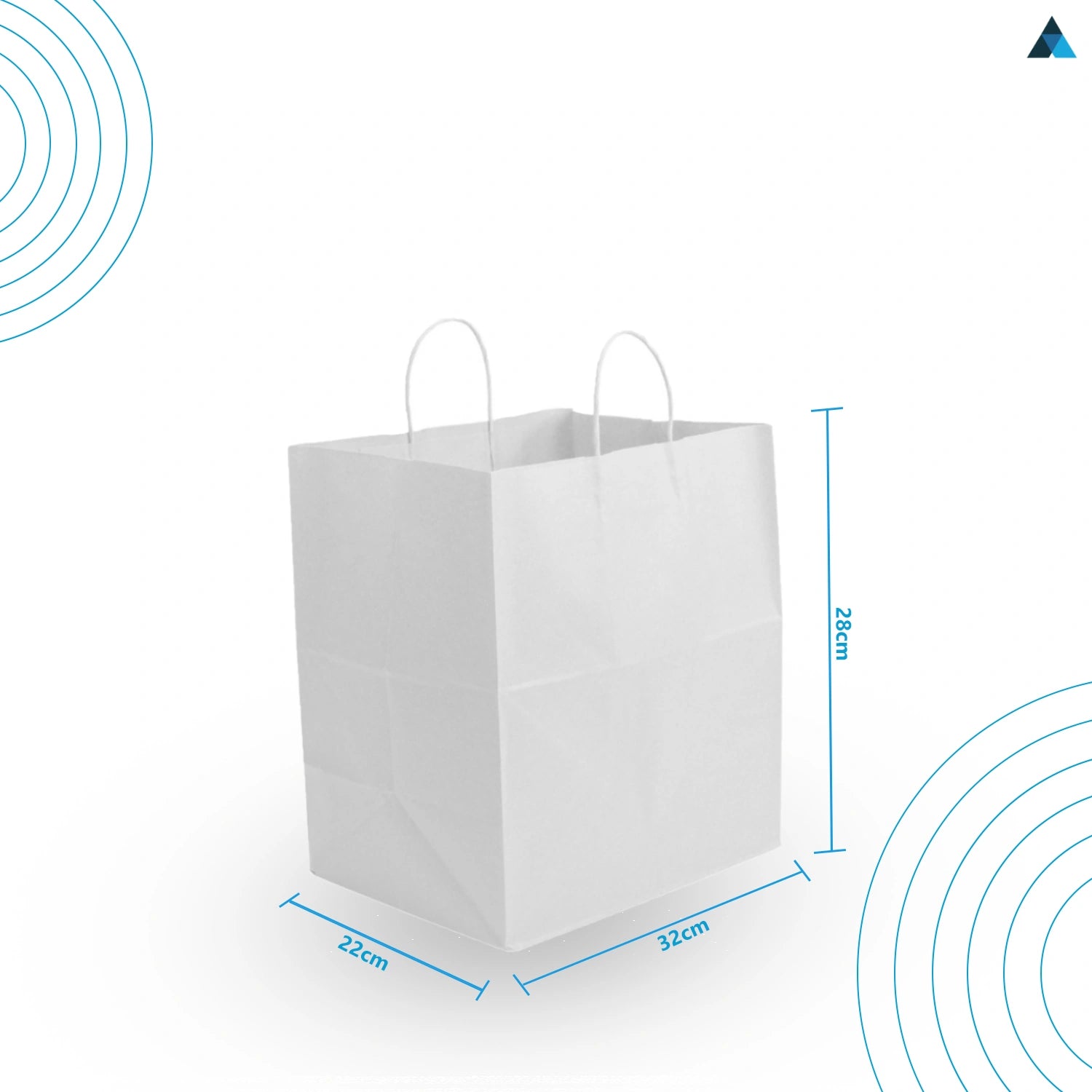 Extra Large White & Brown Paper Twist Handle Bags 32x22x28cm