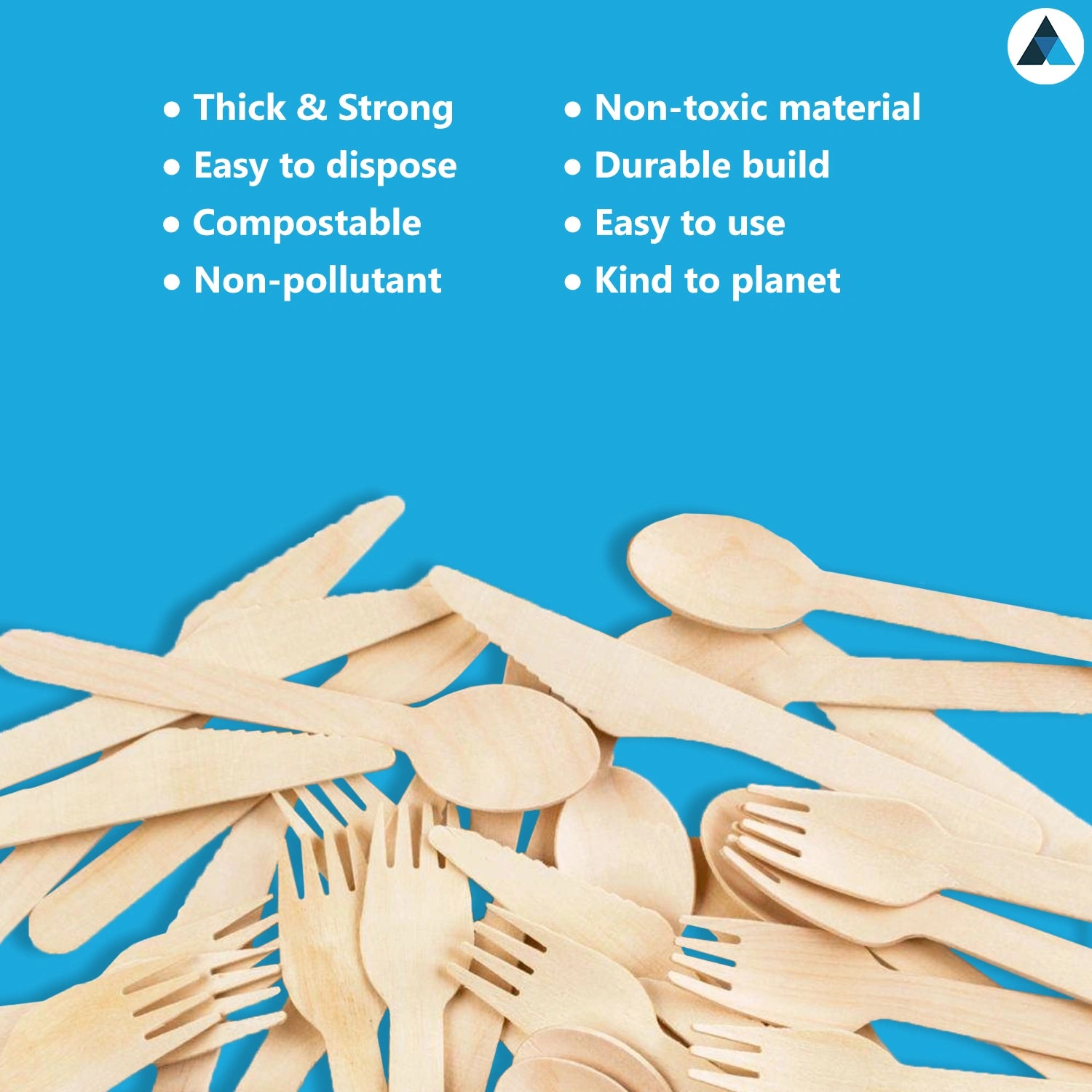 Wooden Cutlery Set Disposable 100 Forks, 100 Knives, 100 Spoons (Pack of 300)
