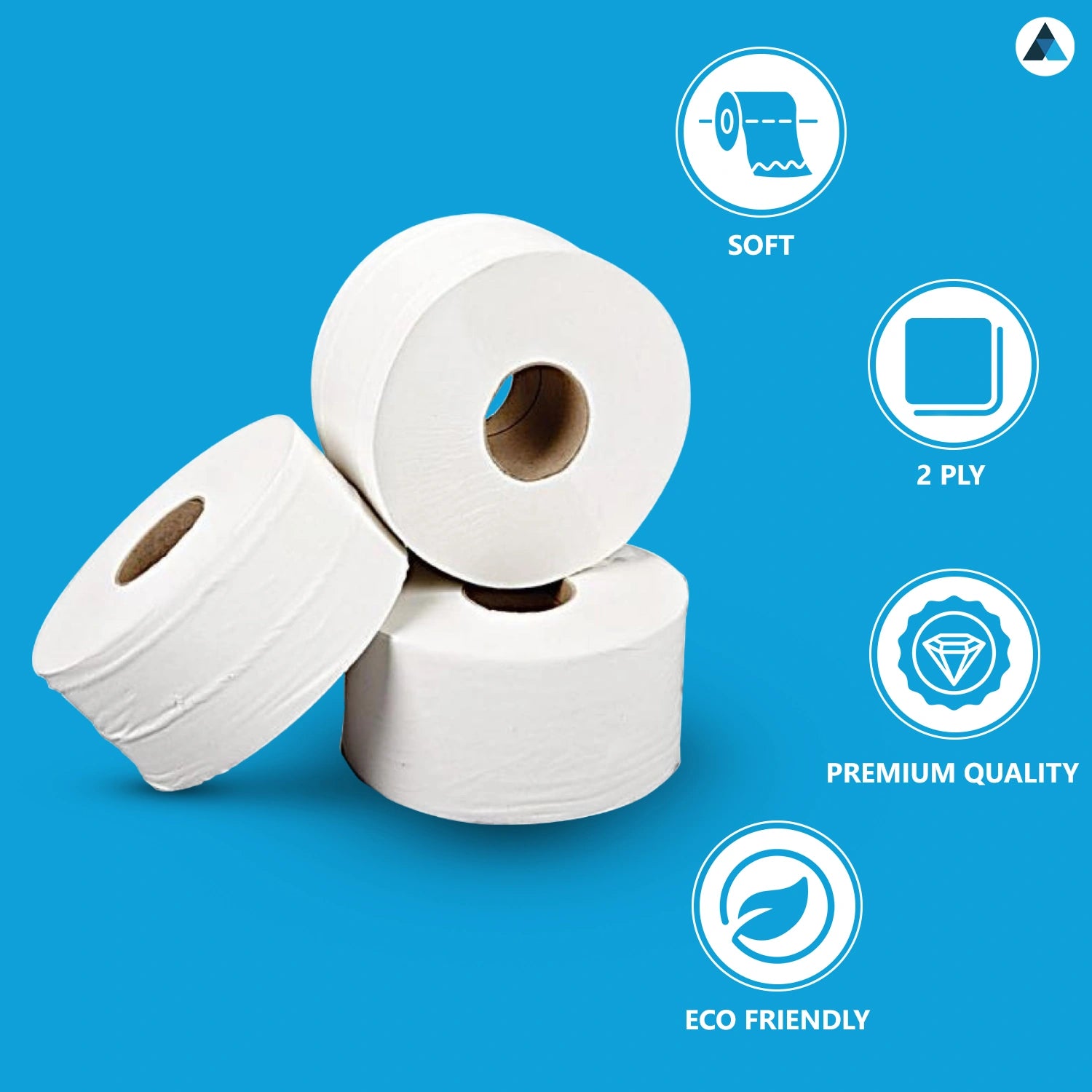 2Ply Mini Jumbo Toilet Roll White