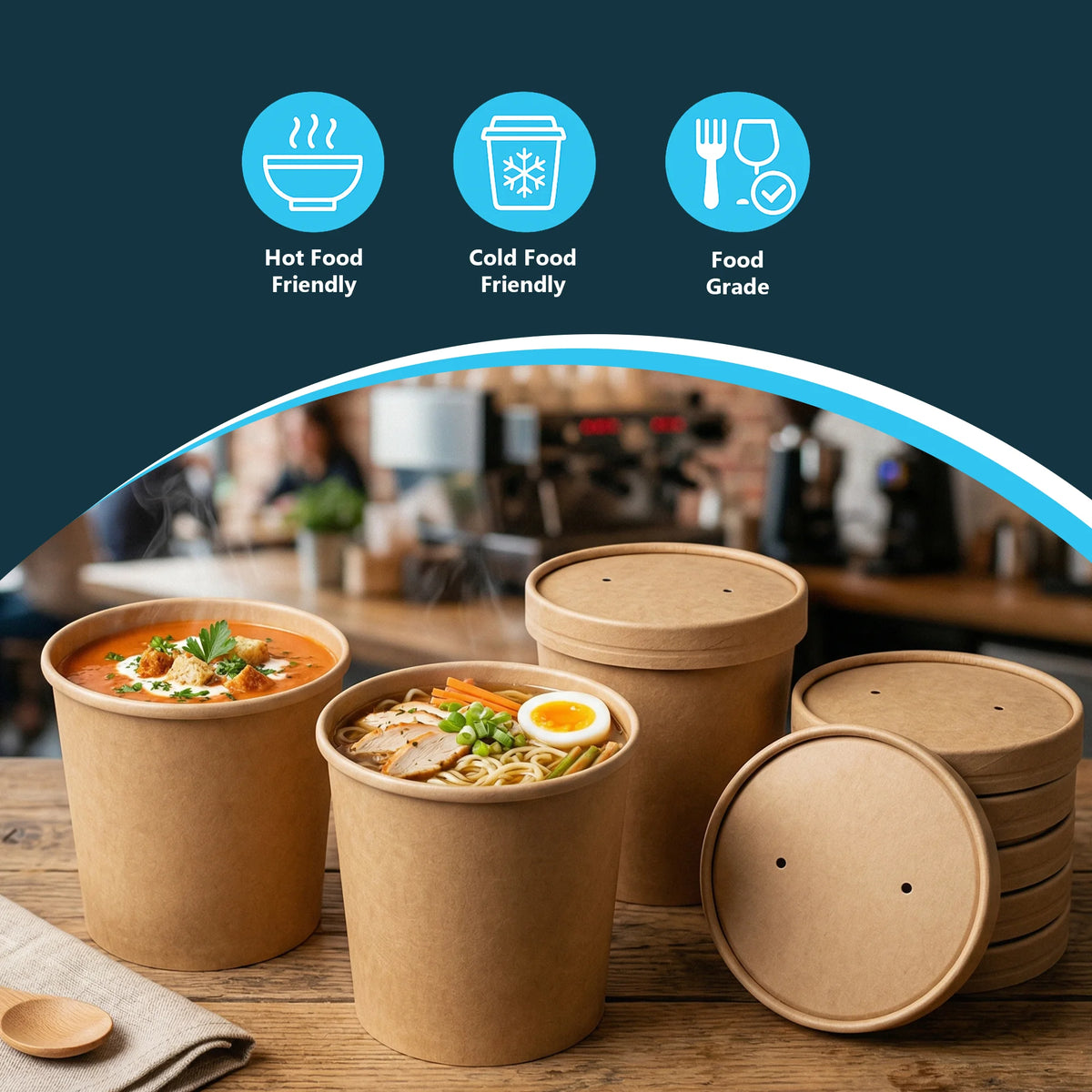 Brown Kraft Soup Containers with Lids