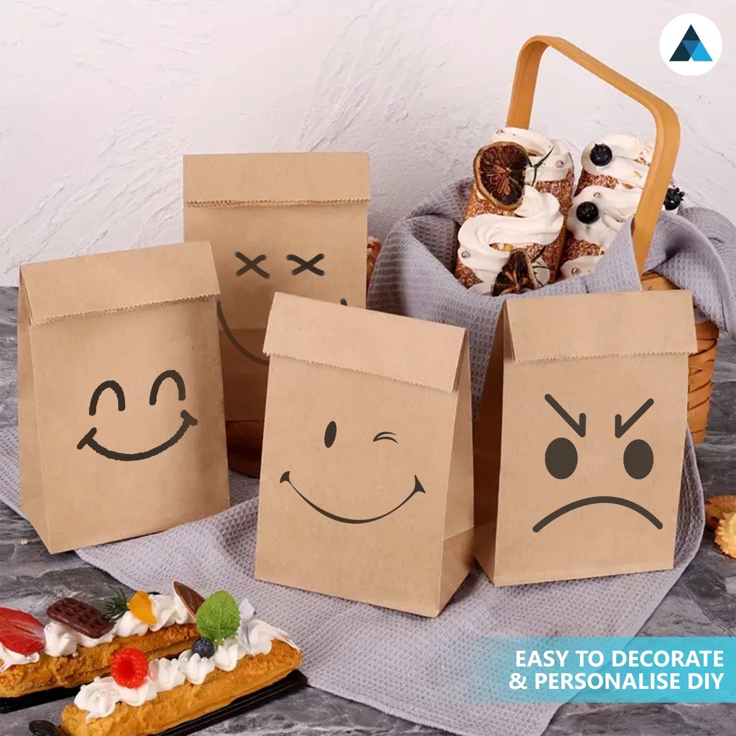 Large Brown Kraft Paper Bags - 22x12x30cm Strong Takeaway Bags