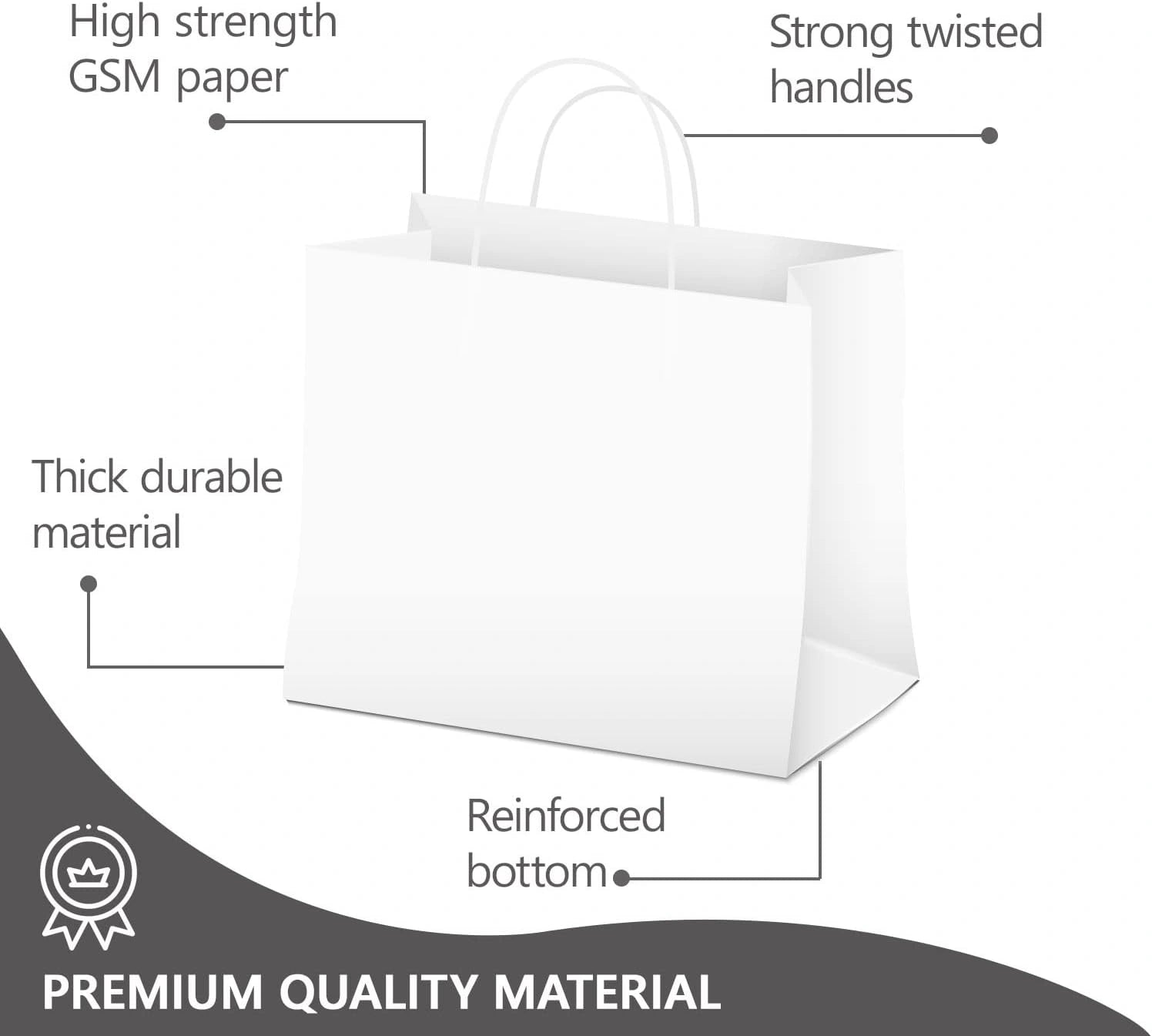 Extra large White Paper Twist Handle Bags 32x22x28cm