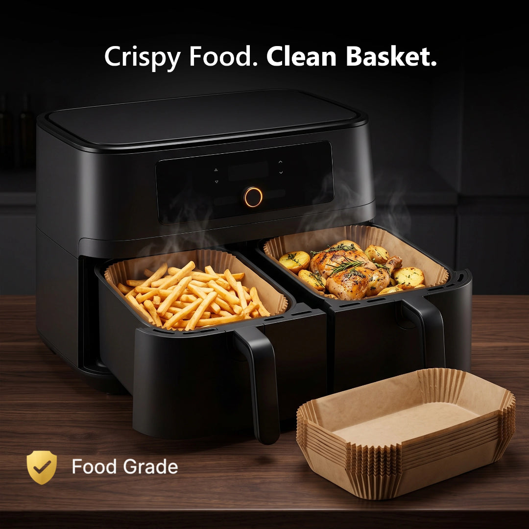 7.8 × 5.5-Inch Rectangular Parchment Paper Air Fryer Liners