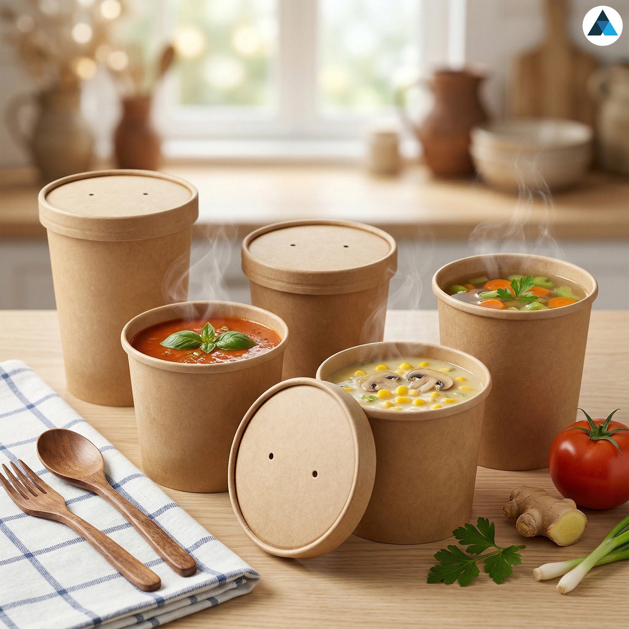 16oz Brown Kraft Soup Containers with Lids
