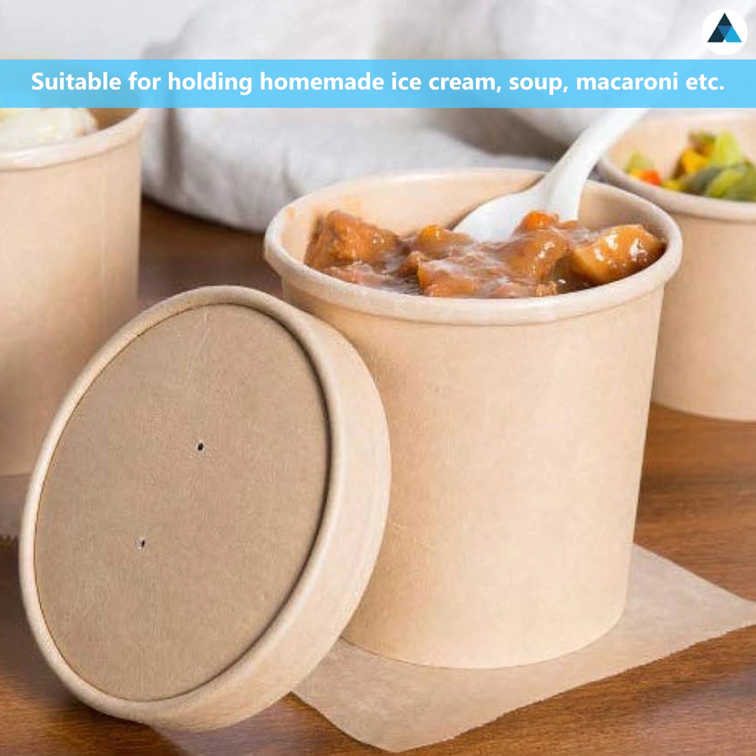 8oz Brown Kraft Soup Containers with Lids