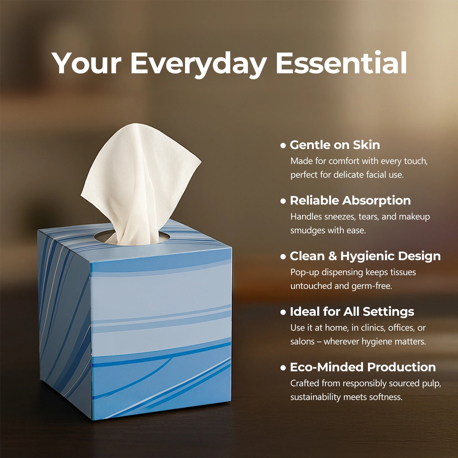 Strong & Skin-Friendly Soft Pop-Up Facial Tissues