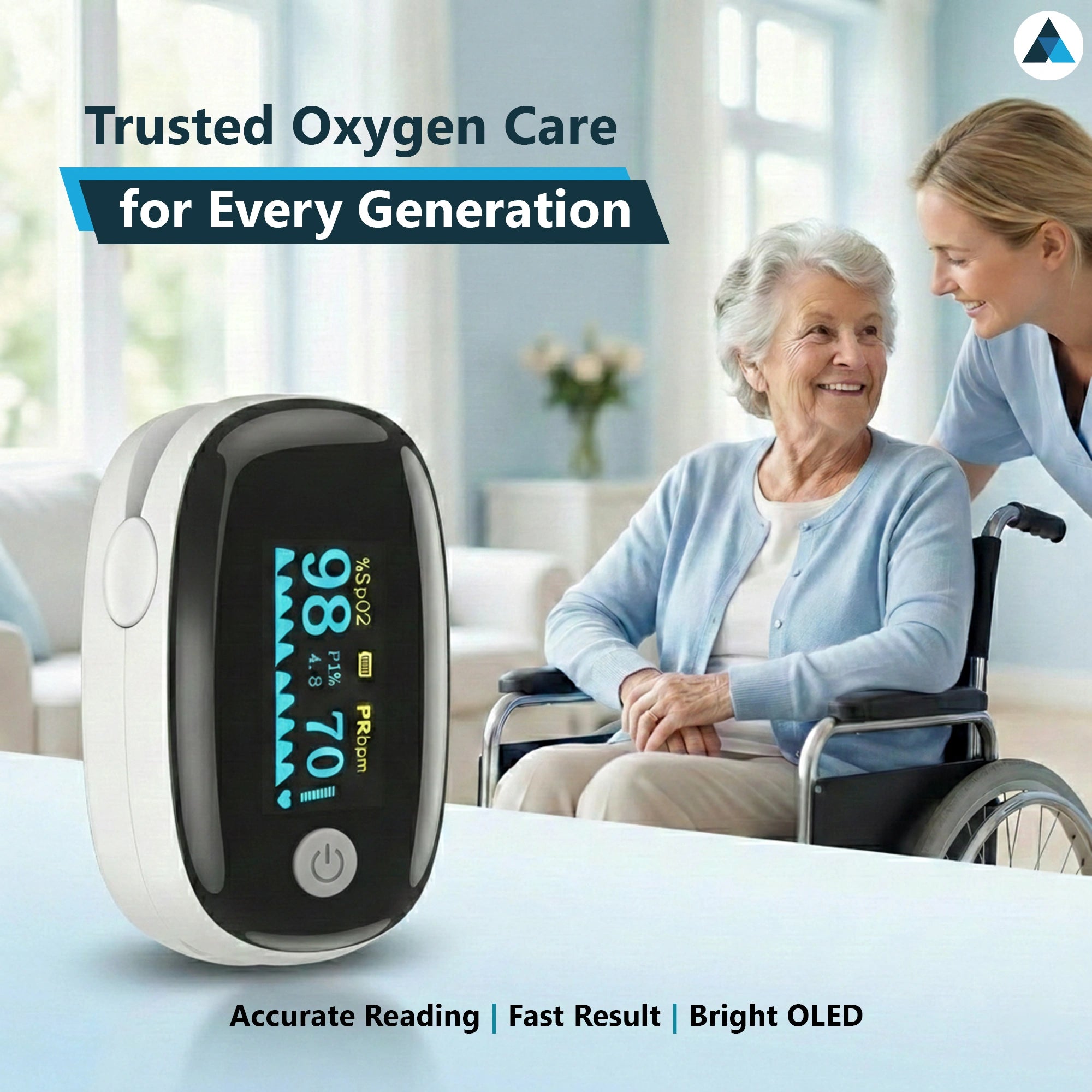 CE Certified SPo2 Pulse Oximeter - NHS Adherent White & Black