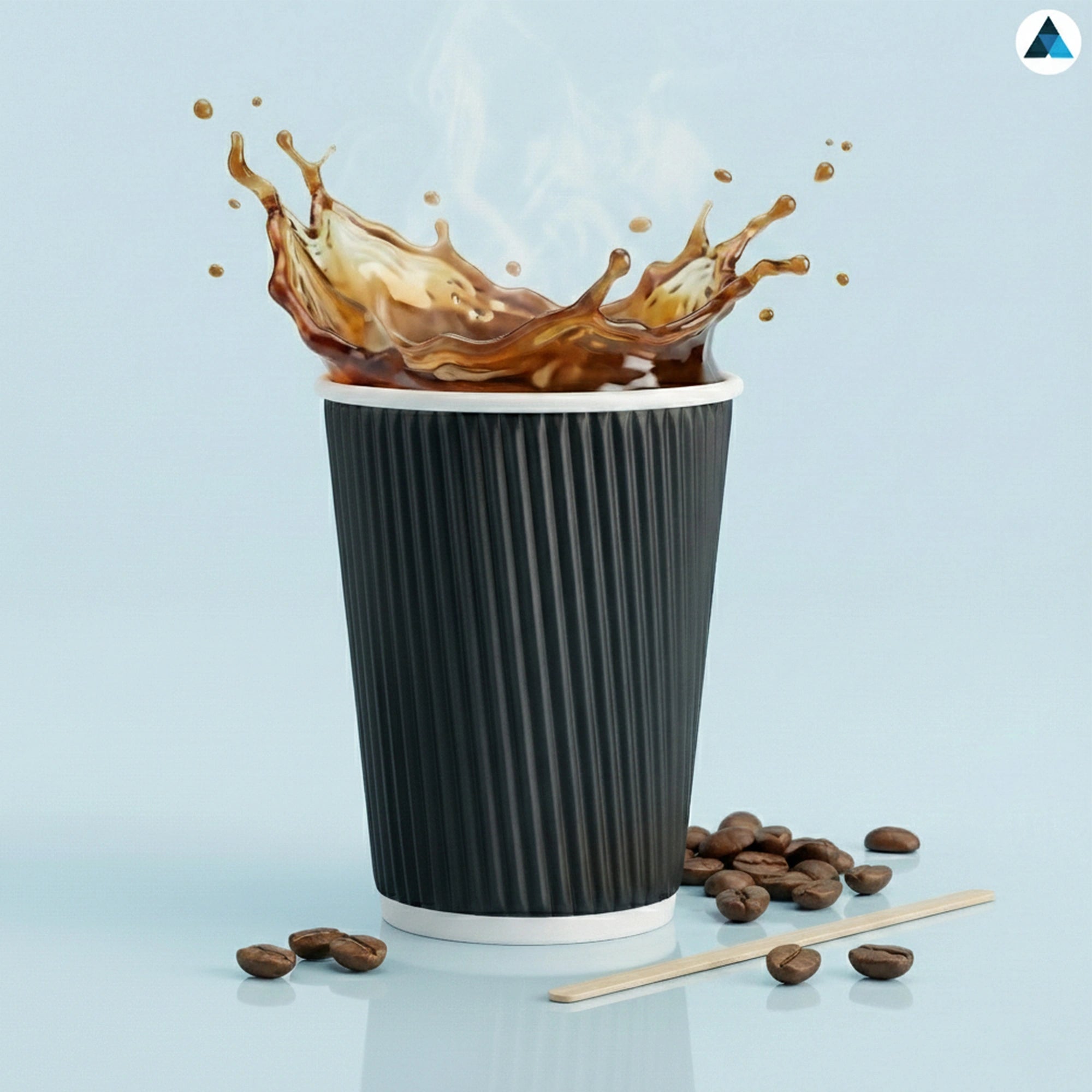 16oz/475ml Black Ripple Cups for Coffee