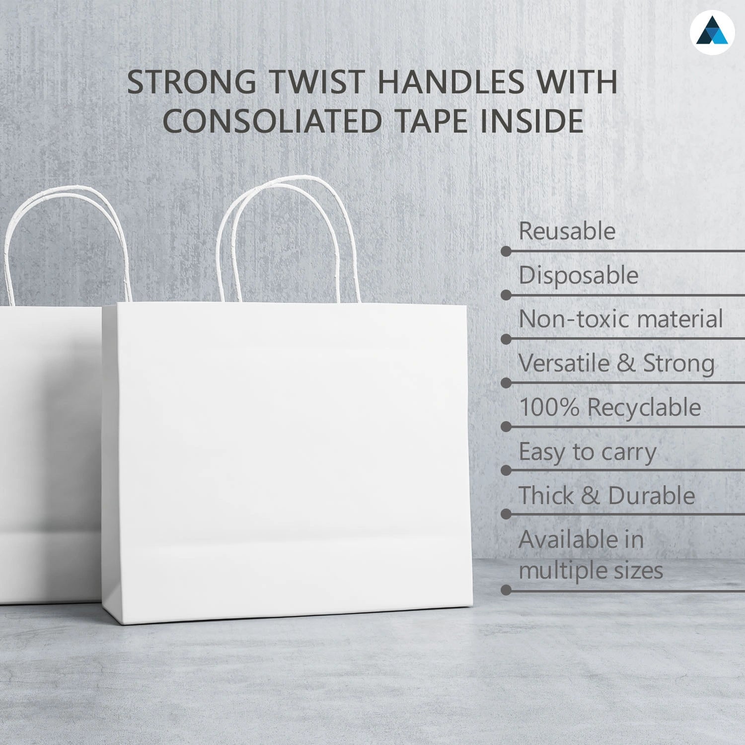 Extra large White Paper Twist Handle Bags 32x22x28cm