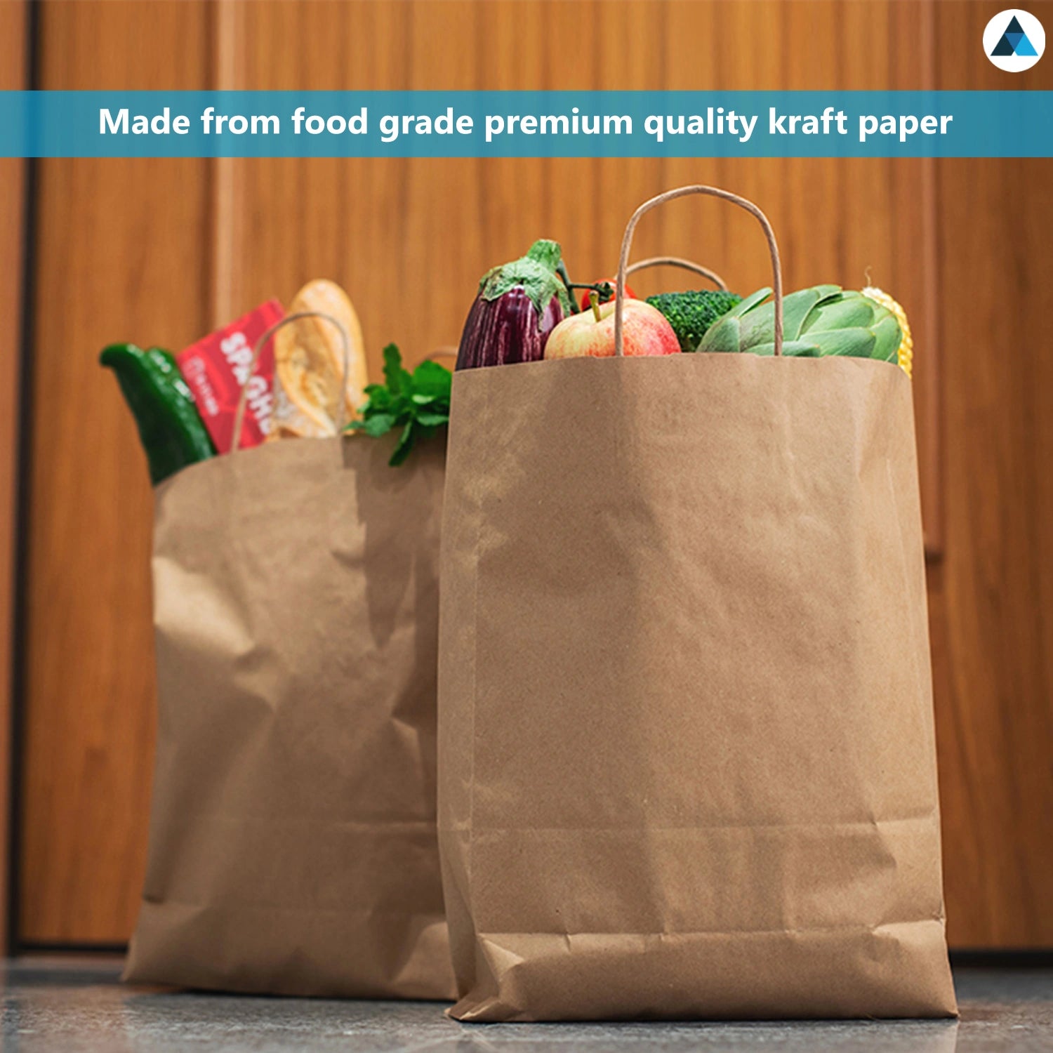 Extra Large White & Brown Paper Twist Handle Bags 32x22x28cm