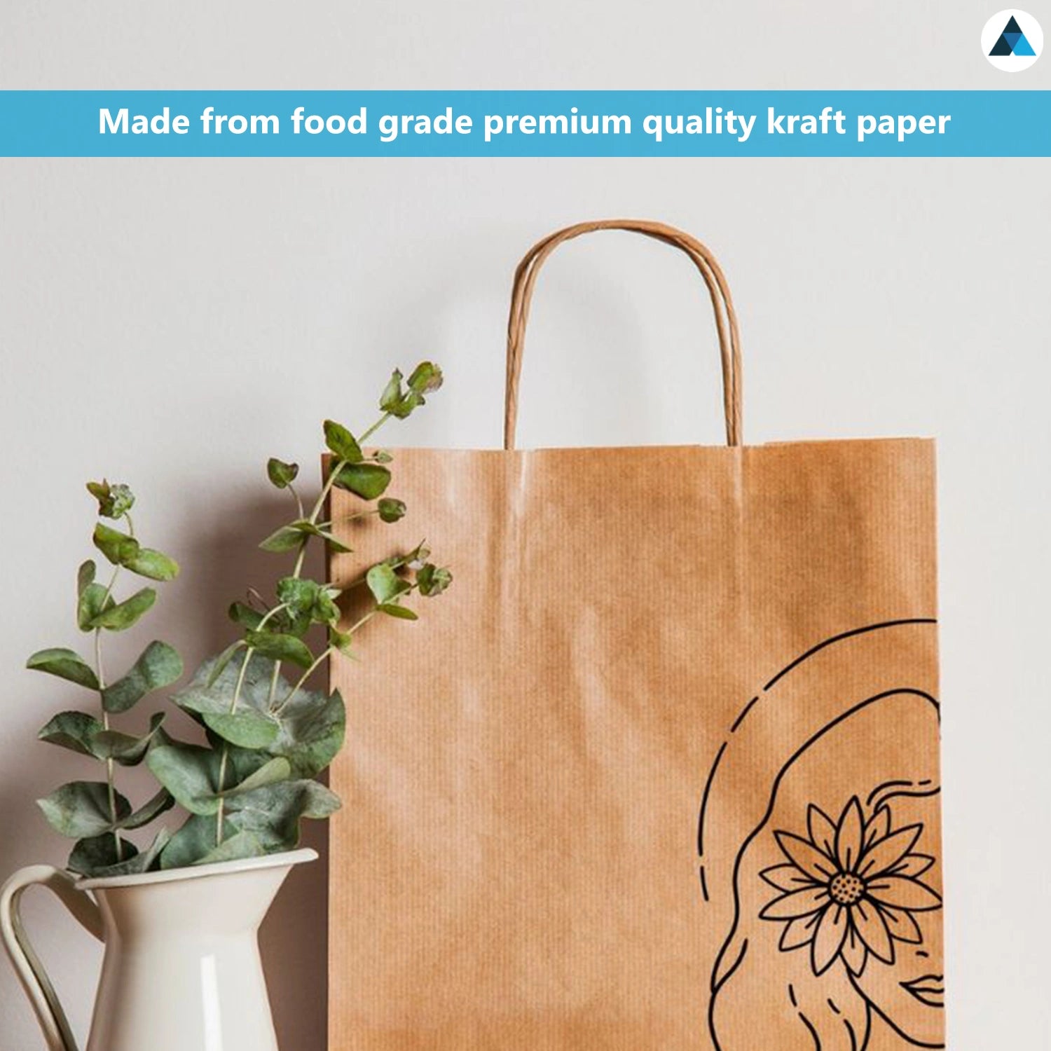 Medium Plus Brown Kraft Paper with Twist Handle Bags