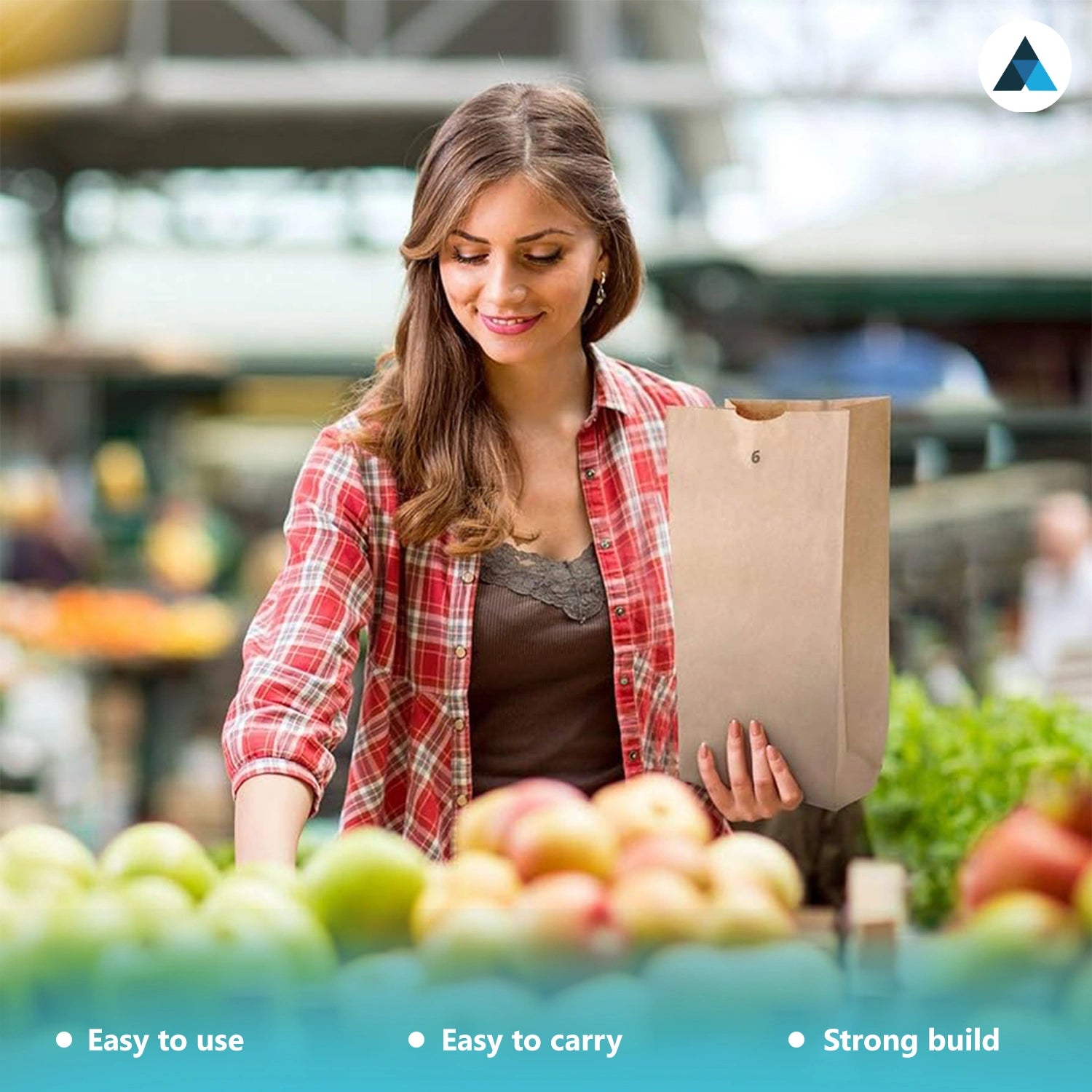 Medium Plus Brown Kraft Paper Grocery Bags - Strong Takeaway Bags