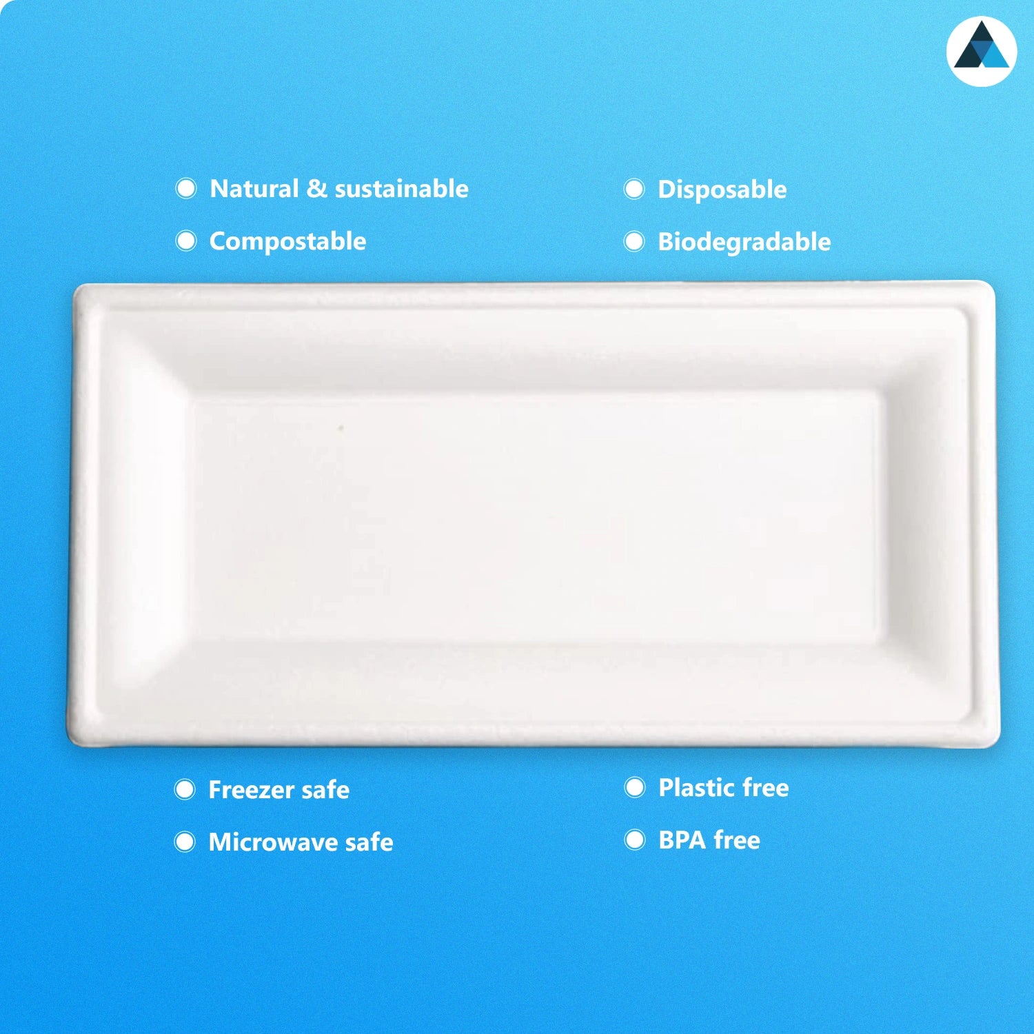 26x13 cm Rectangular Bagasse Plates