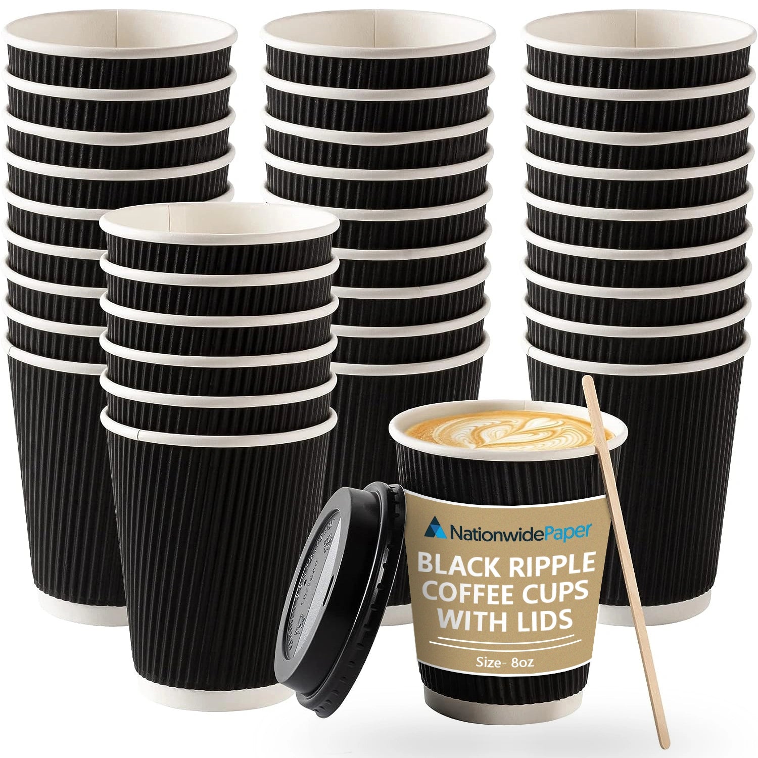 Black and Brown Ripple Cups with Lids