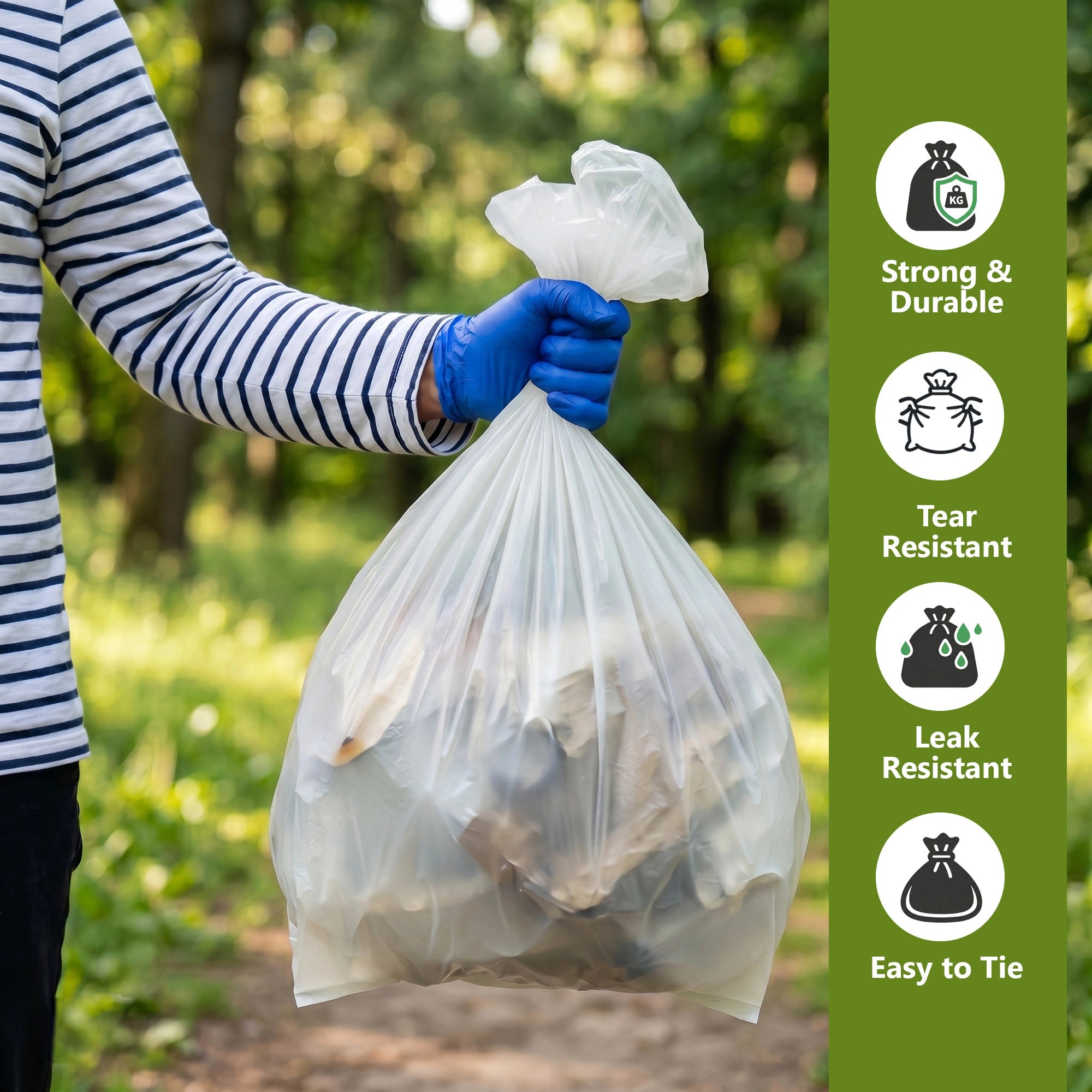 18x29x39 Inches Medium Duty Black & White Bin Bags (Pack of 200)