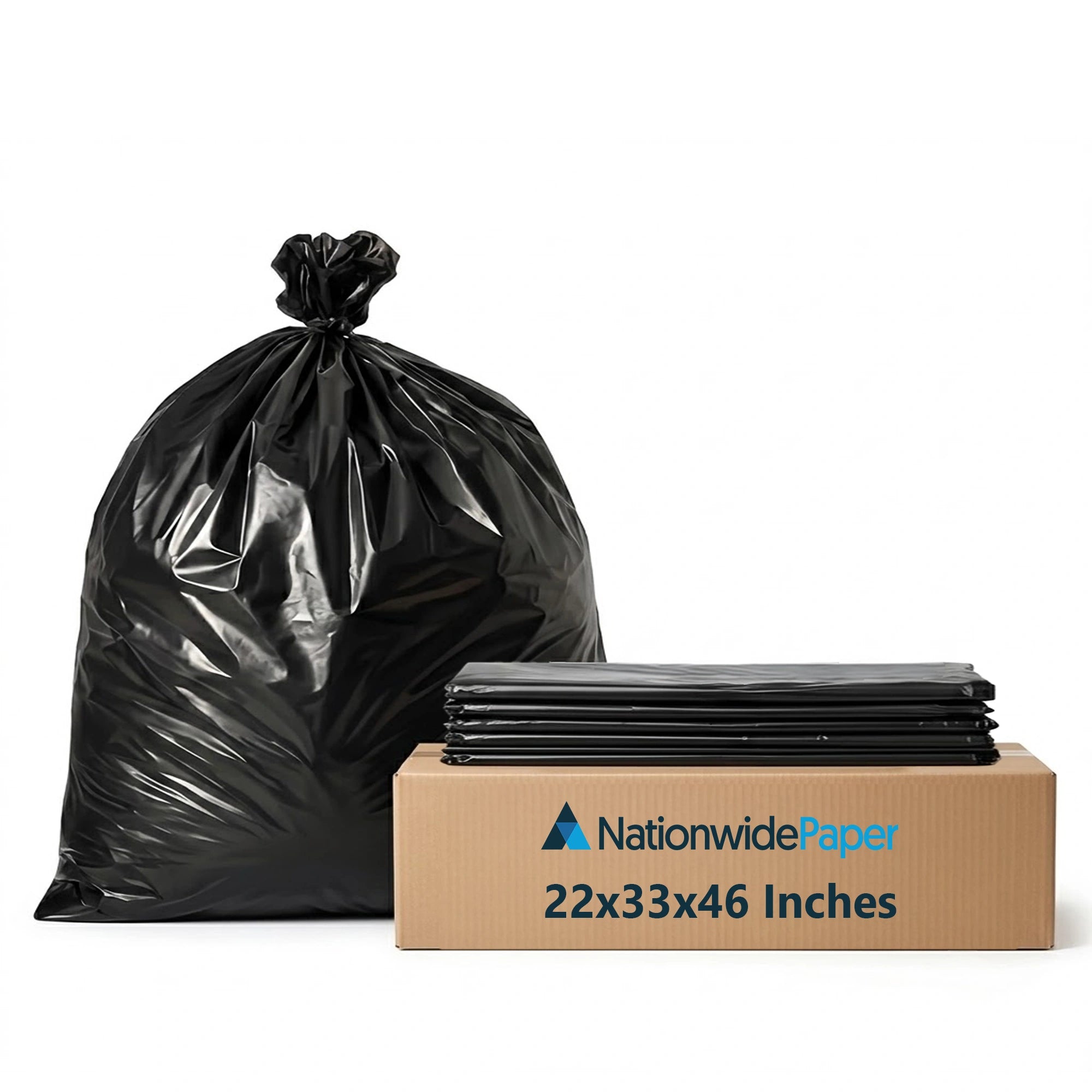 22x33x46 Inches Heavy Duty Black Bin Bags Strong Leak Proof Commercial bin Liners Refuse Sacks (Pack of 100)