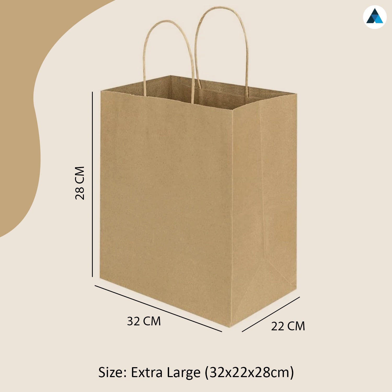 Extra Large Brown Paper Twist Handle Bags - 32x22x28cm