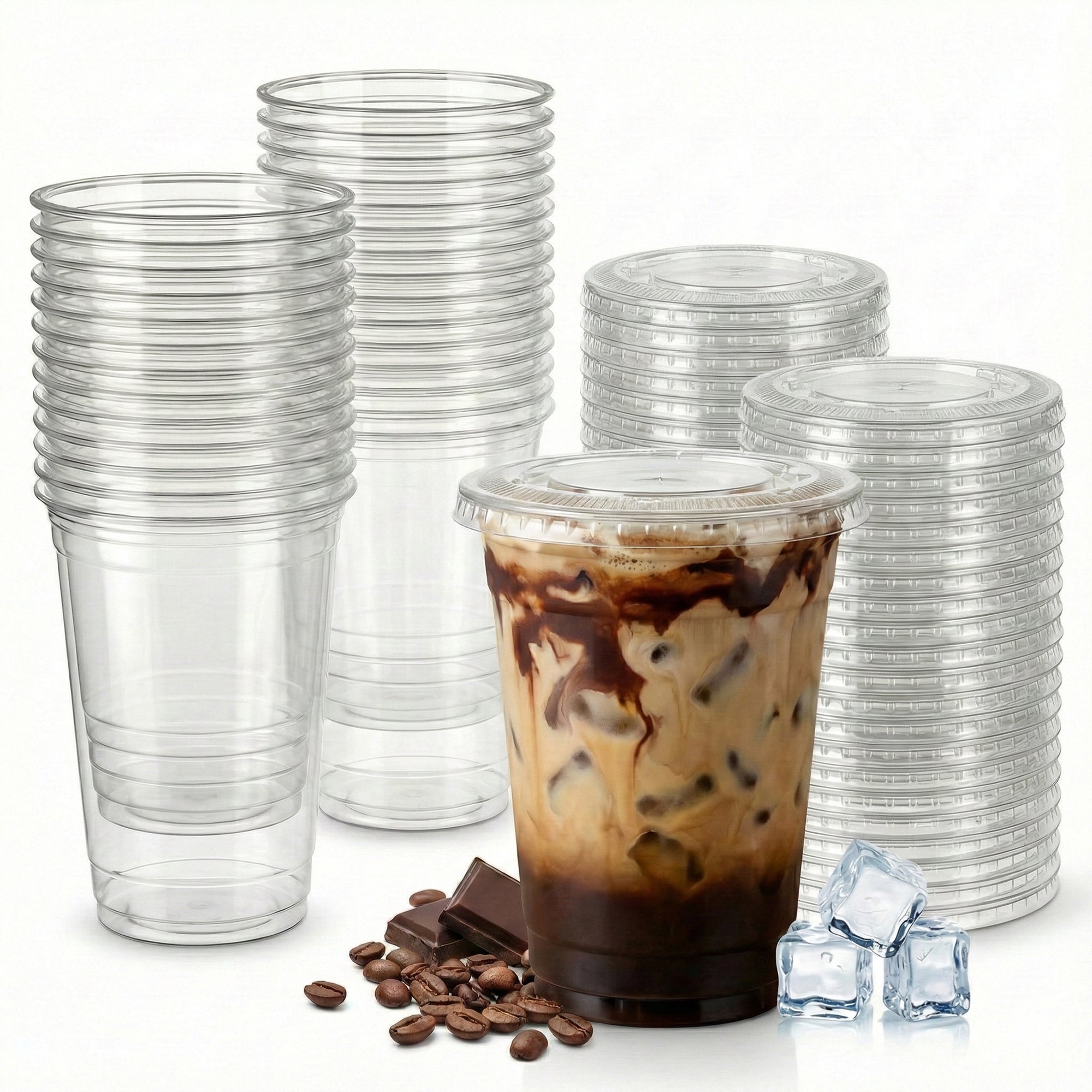 10oz Crystal Clear Smoothie Cups with Flat Lids