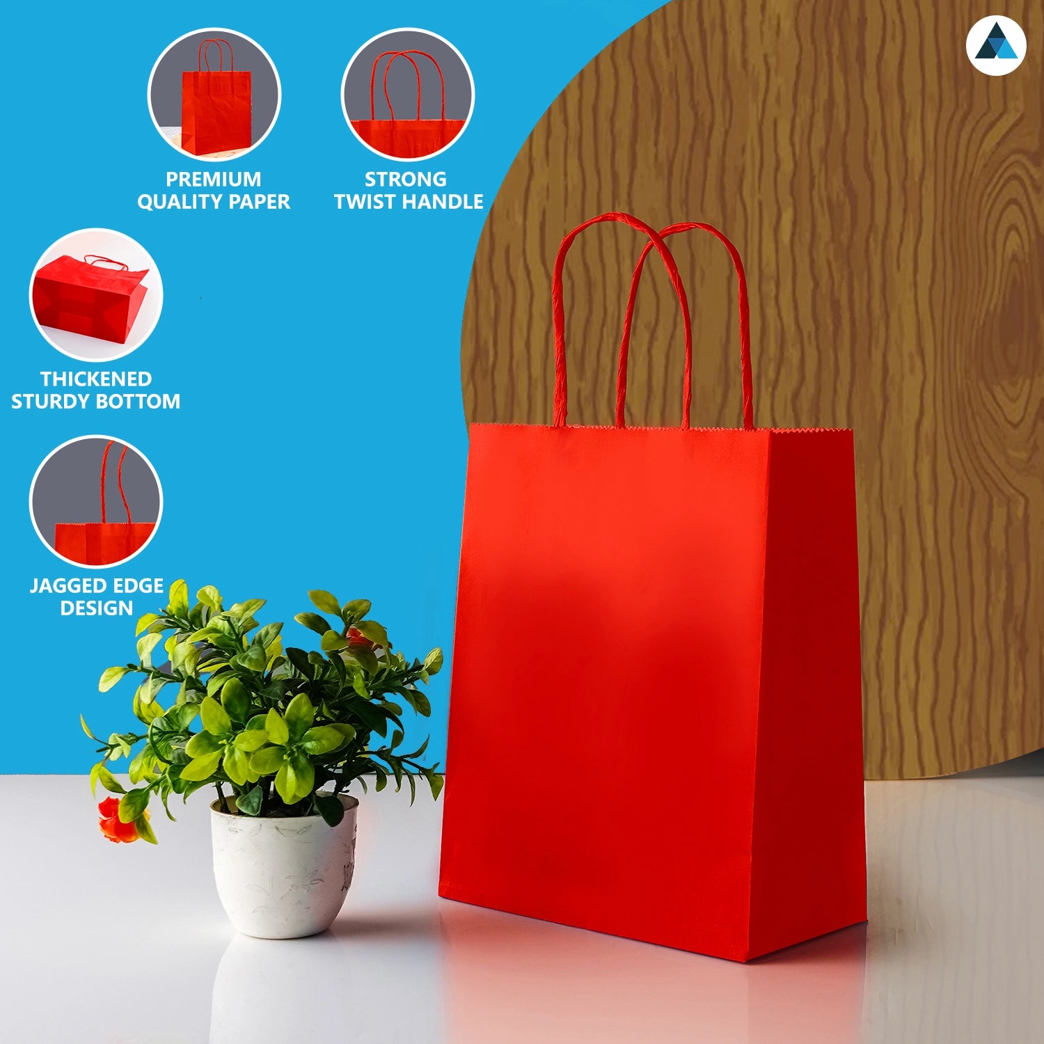 Small Red Paper Gift Bags with Twist Handle Party Bags 18x9x22cm