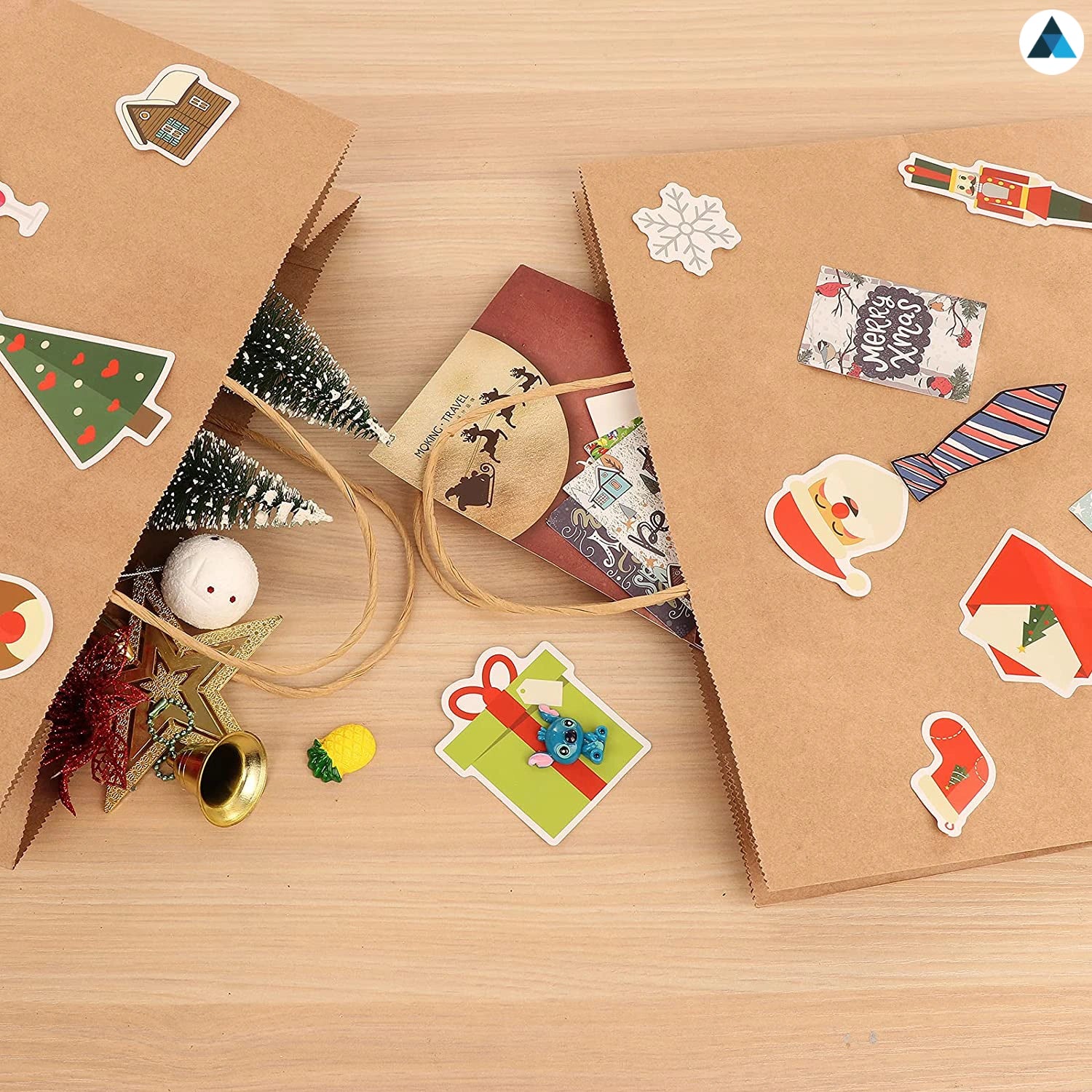 Medium Plus Brown Kraft Paper with Twist Handle Bags