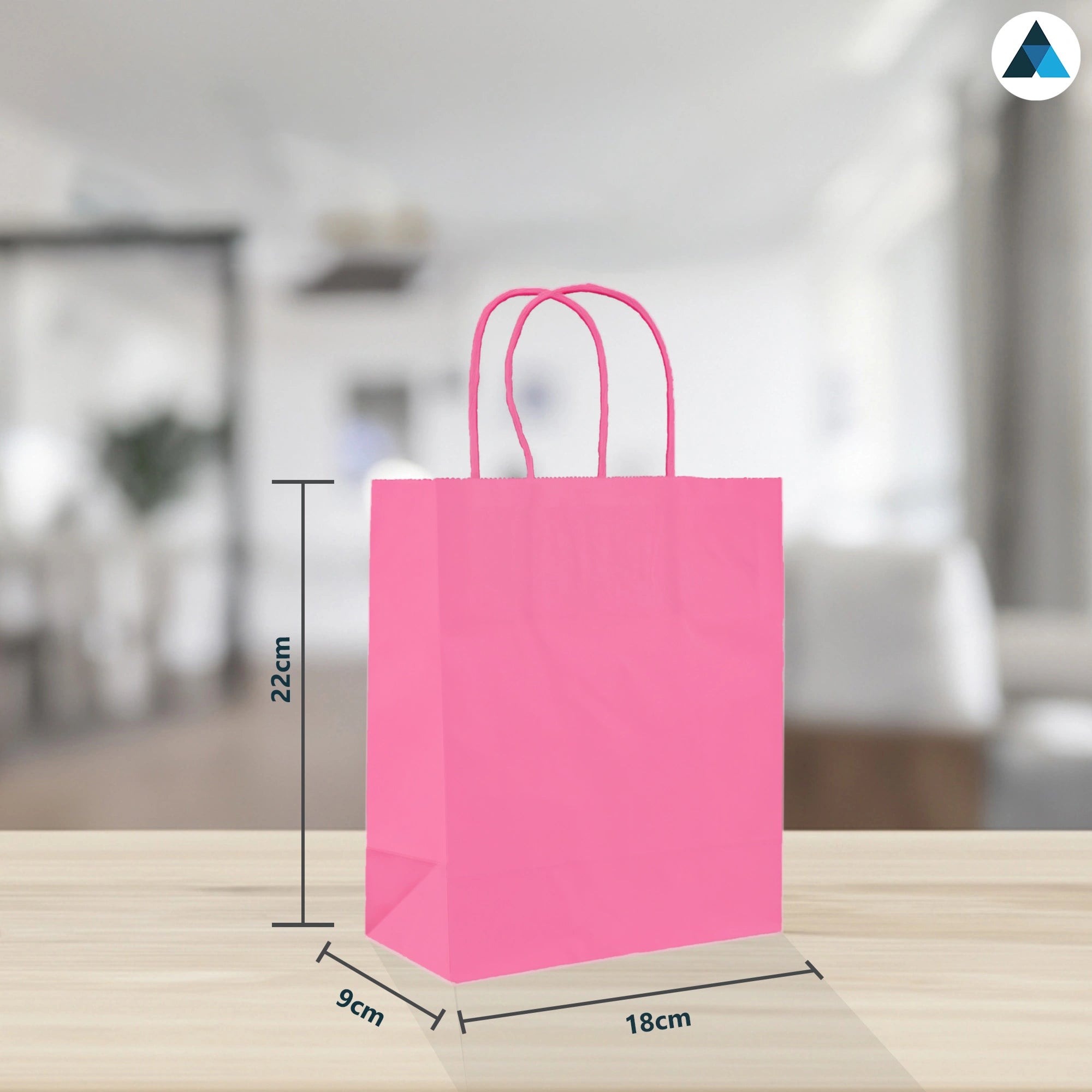 Small Pink Paper Gift Bags with Twiste Handle Party Bags 18x9x22cm