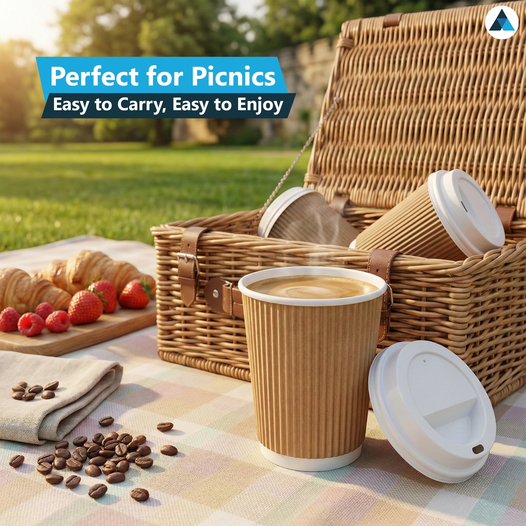 16oz/475ml Brown Ripple Cups with Lids