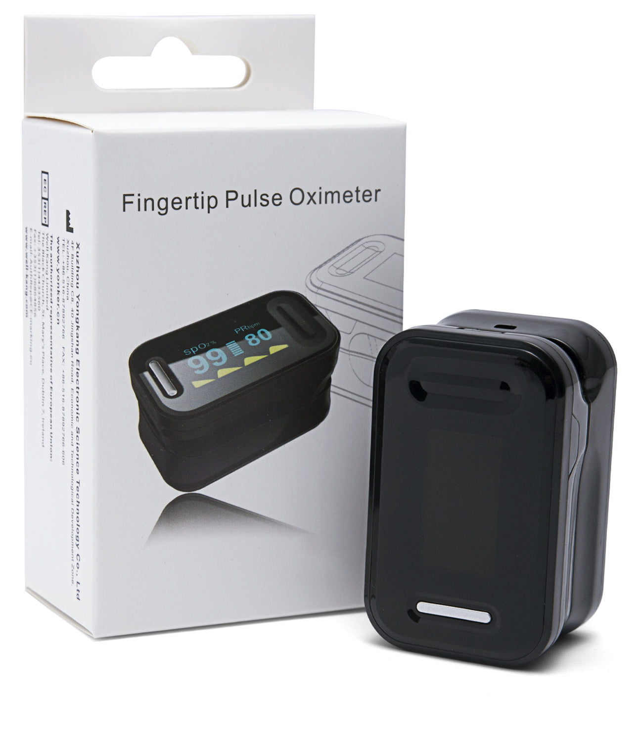 CE Certified SPo2 Pulse Oximeter - NHS Adherent Black