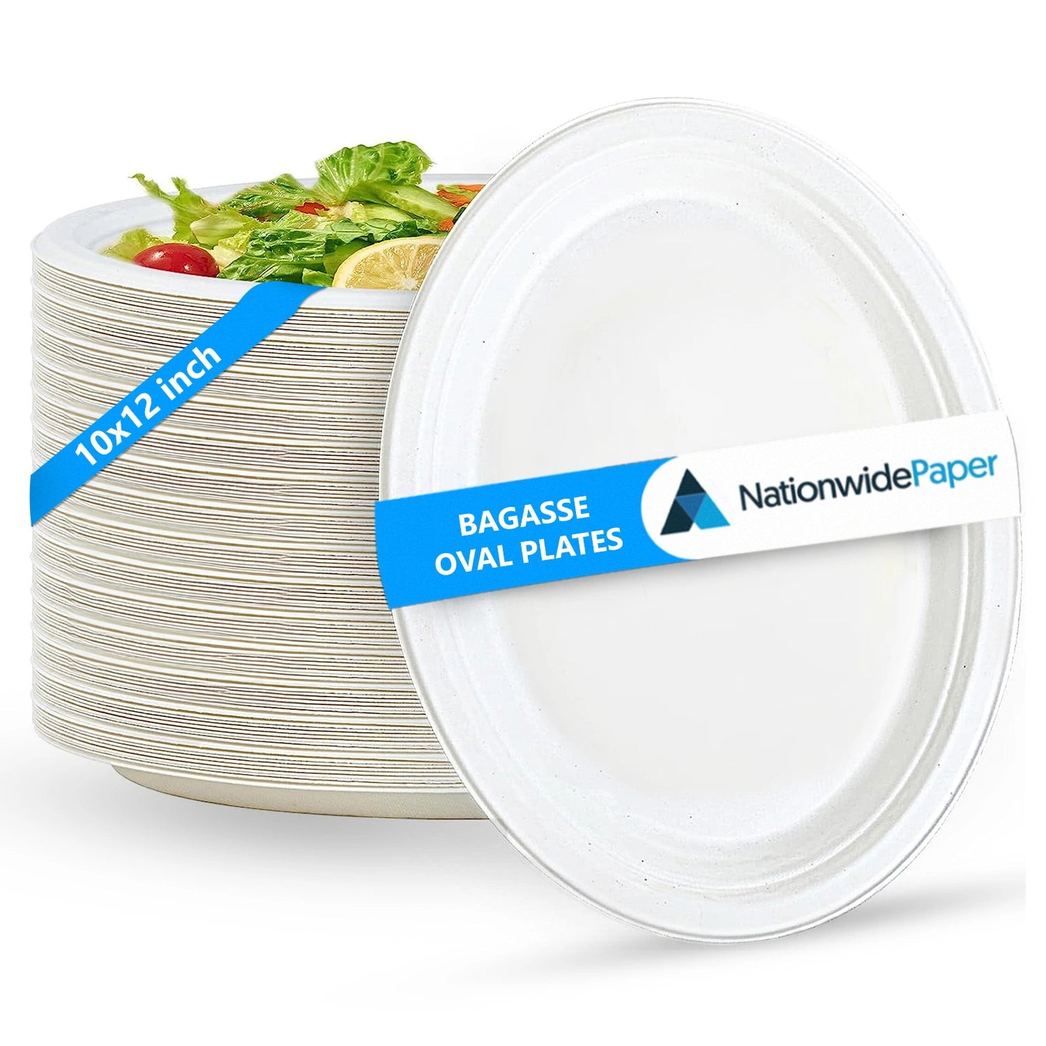 10x12Inch Disposable Oval Bagasse Plates