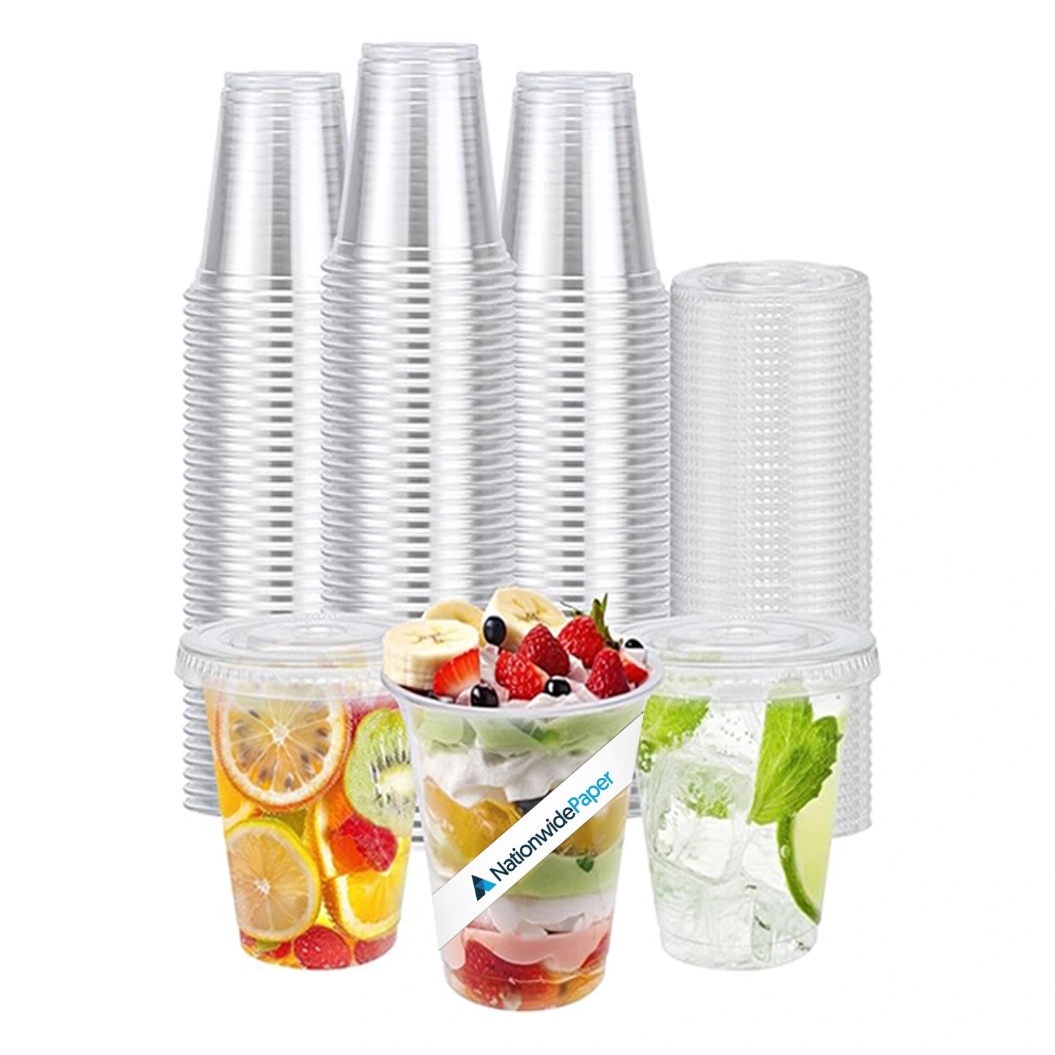 10oz Crystal Clear Smoothie Cups with Flat Lids