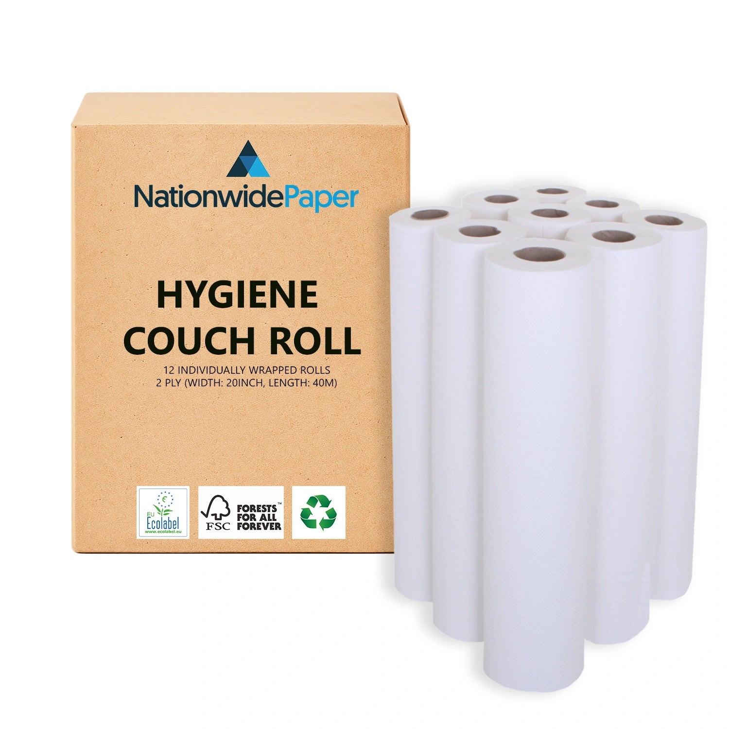 Recycled Hygiene Couch Rolls 40m/ Roll