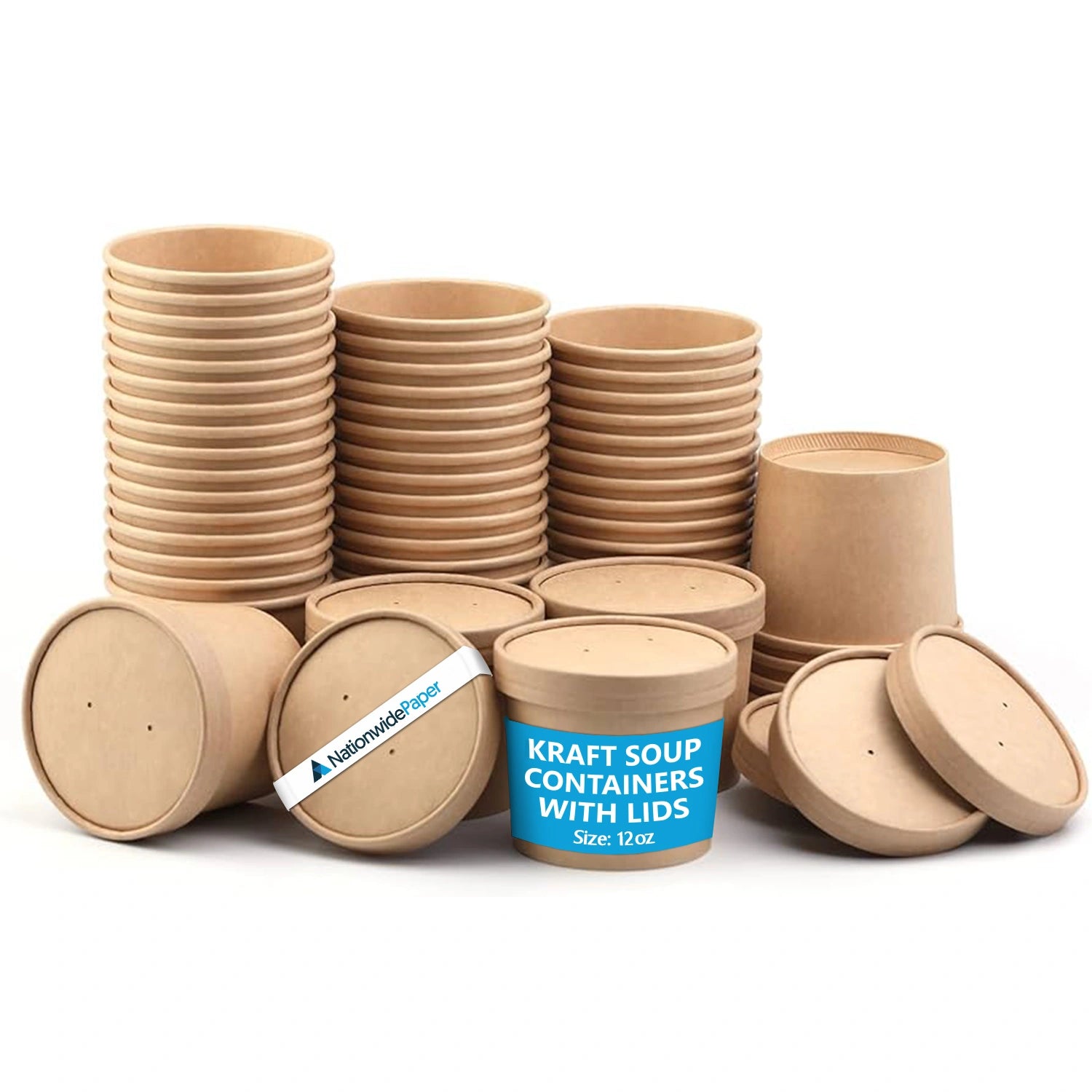12oz Brown Kraft Soup Containers with Lids
