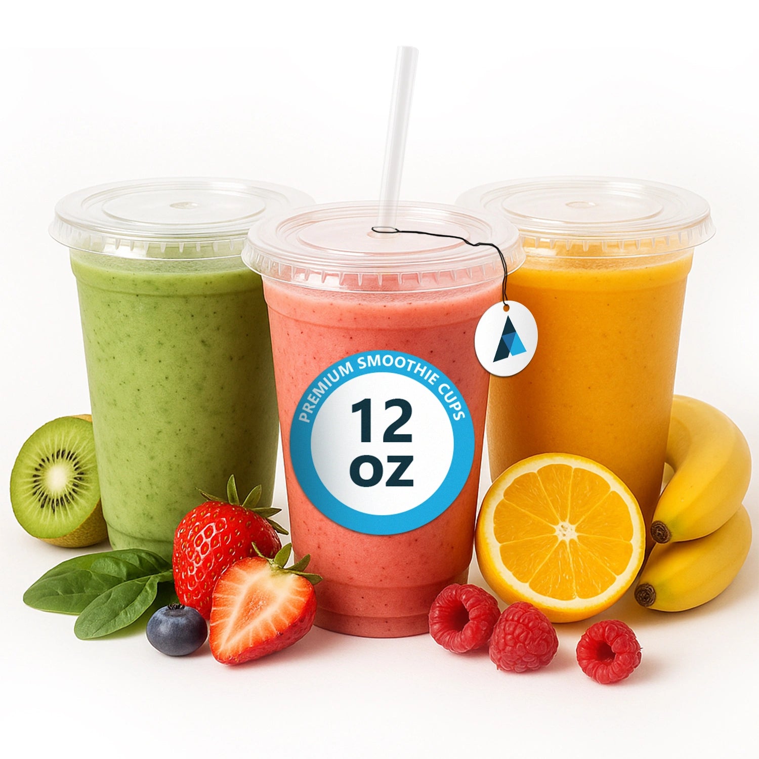 12oz Crystal Clear Smoothie Cups with Flat Lids