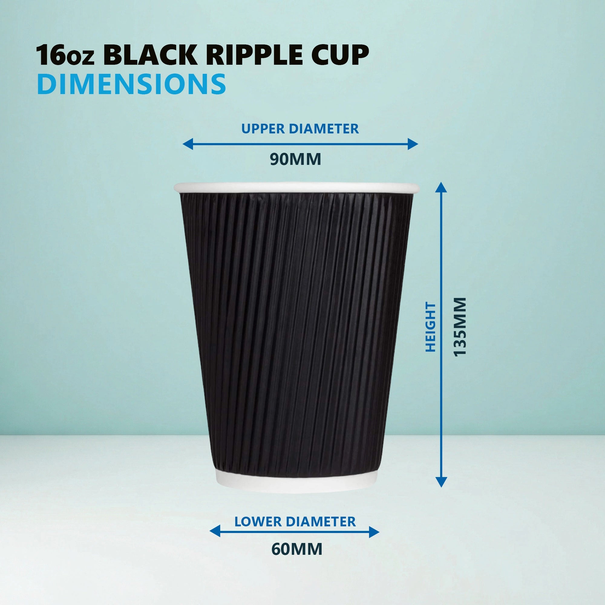 16oz/475ml Black Ripple Cups with Lids for Hot Coffee
