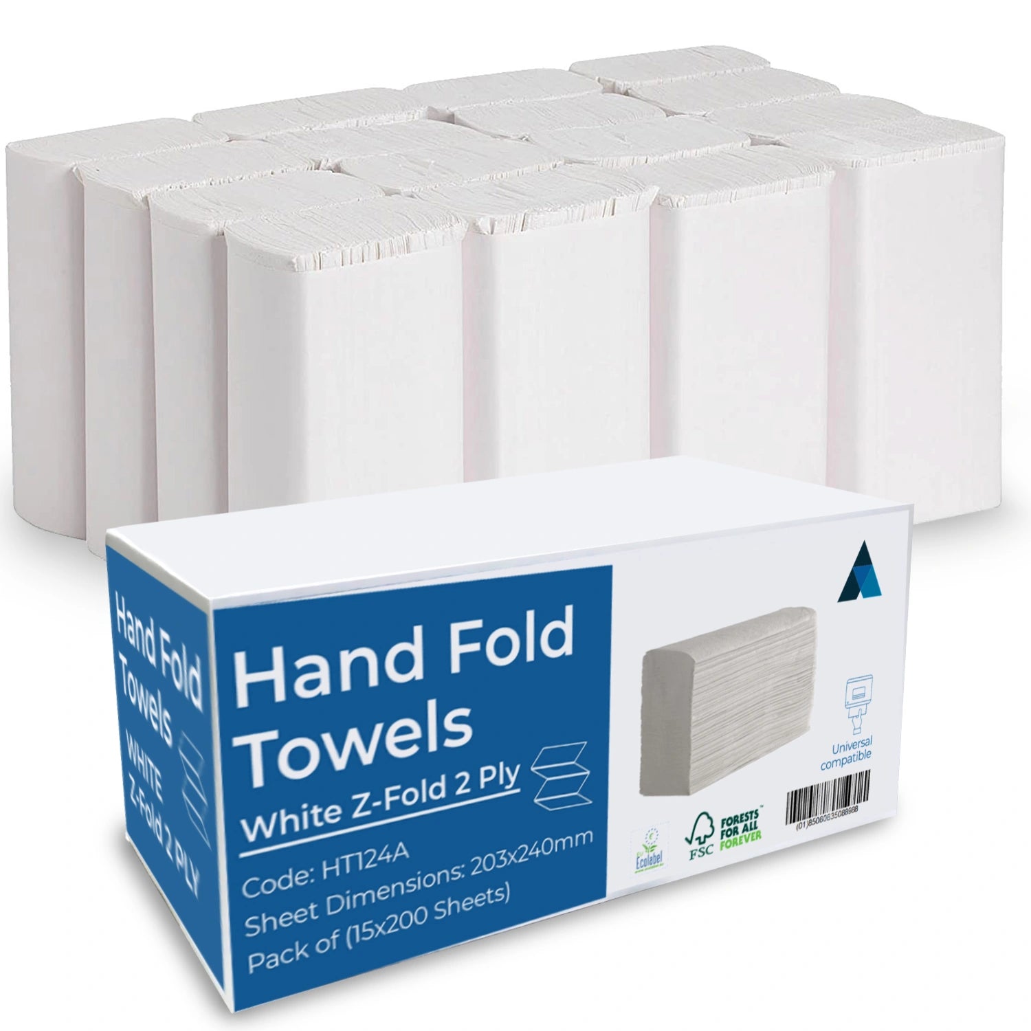 24x20.3cm Paper Towels 3000 Sheets Extra Strong 2 Ply Paper Towels Z Fold White