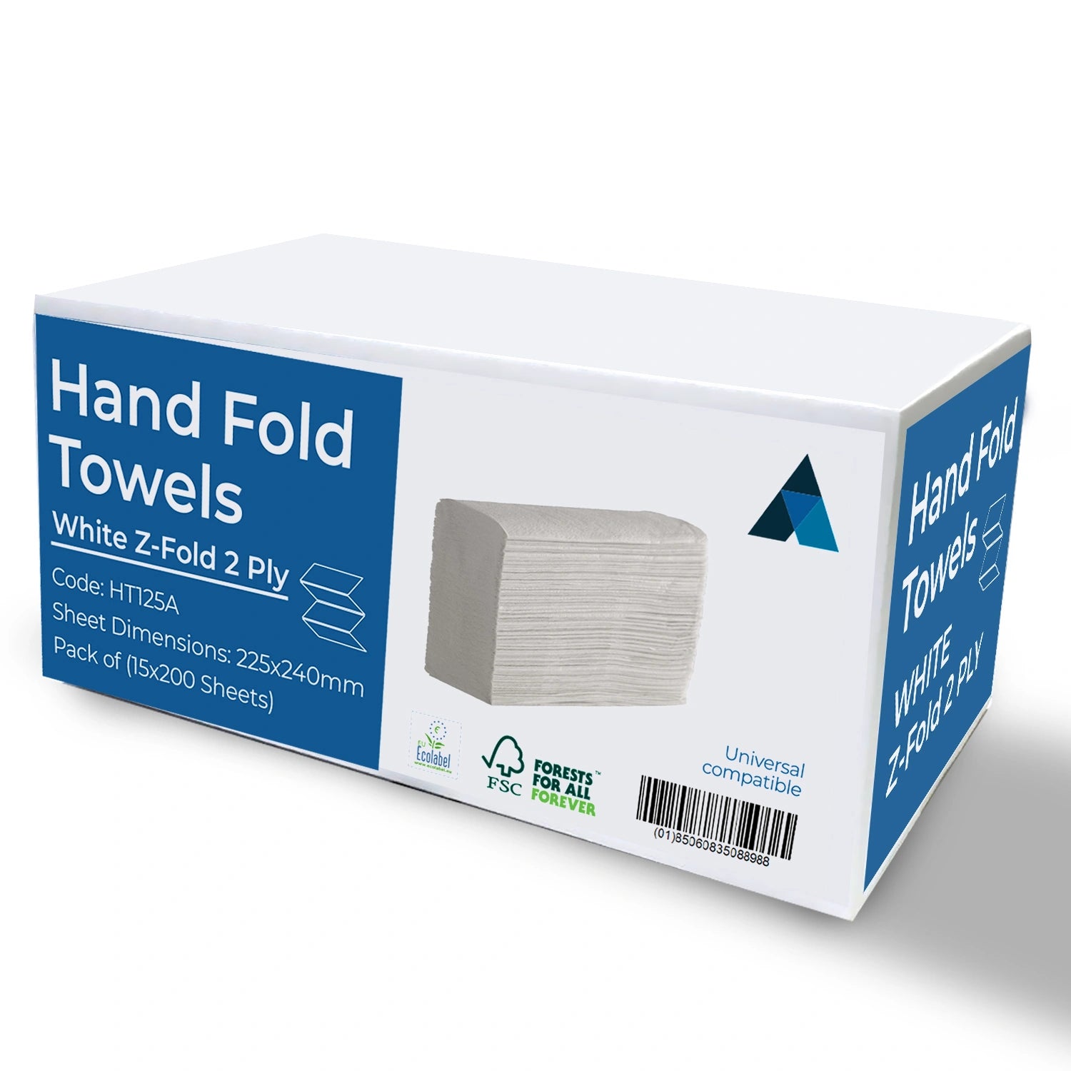 22.5x24cm Paper Towels 3000 Sheets Extra Strong 2 Ply Paper Towels Z Fold White