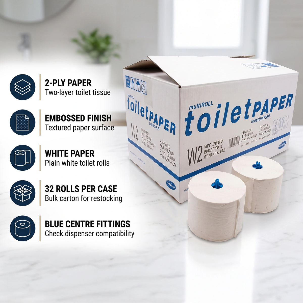 One Piece toilet Paper W2 950 Sheets (Pack of 32)