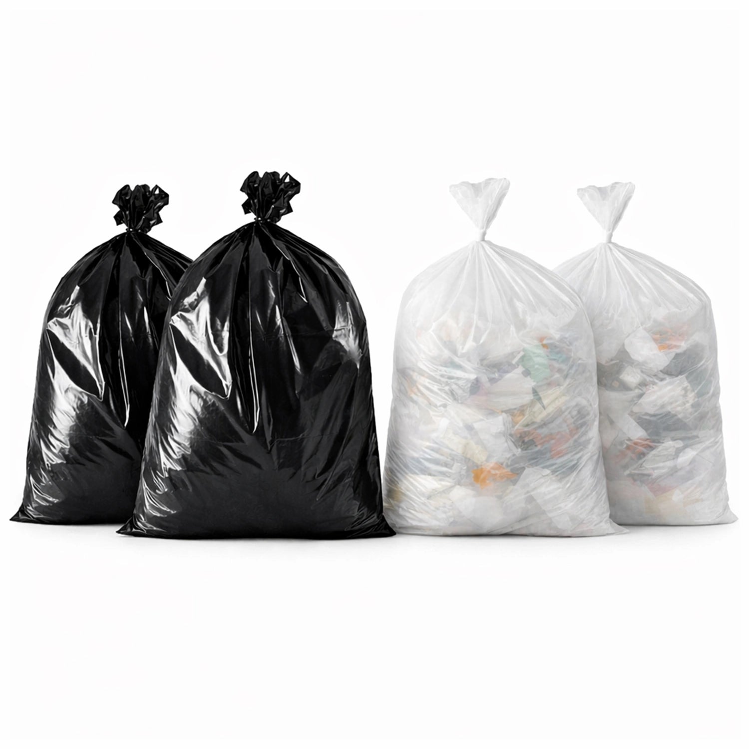 18x29x39 Inches Medium Duty Black & White Bin Bags (Pack of 200)