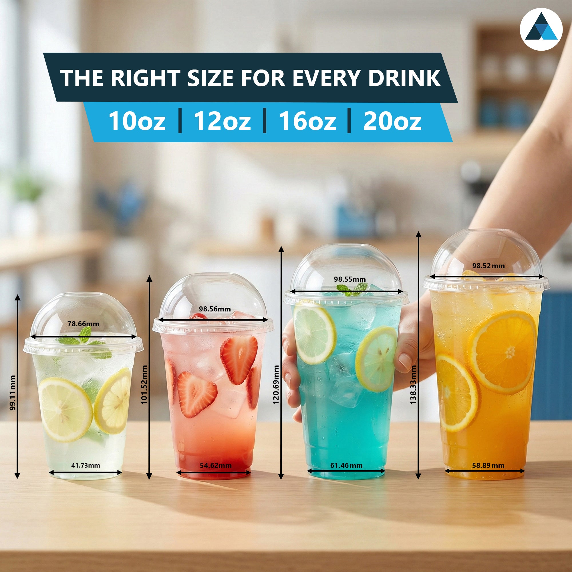 12oz Strong Smoothie Cups with Dome Lids 355ml