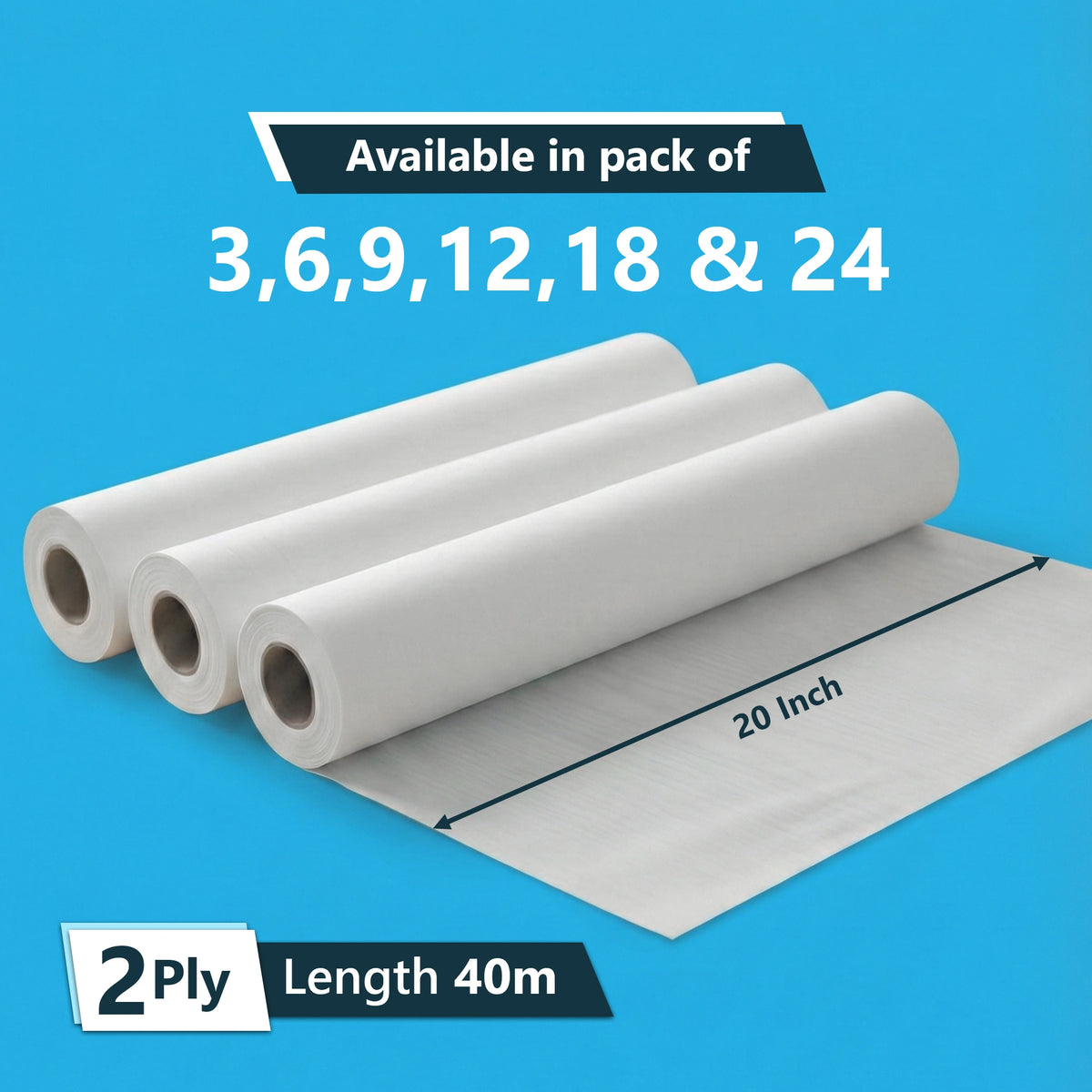 Recycled Hygiene Couch Rolls 40m/ Roll