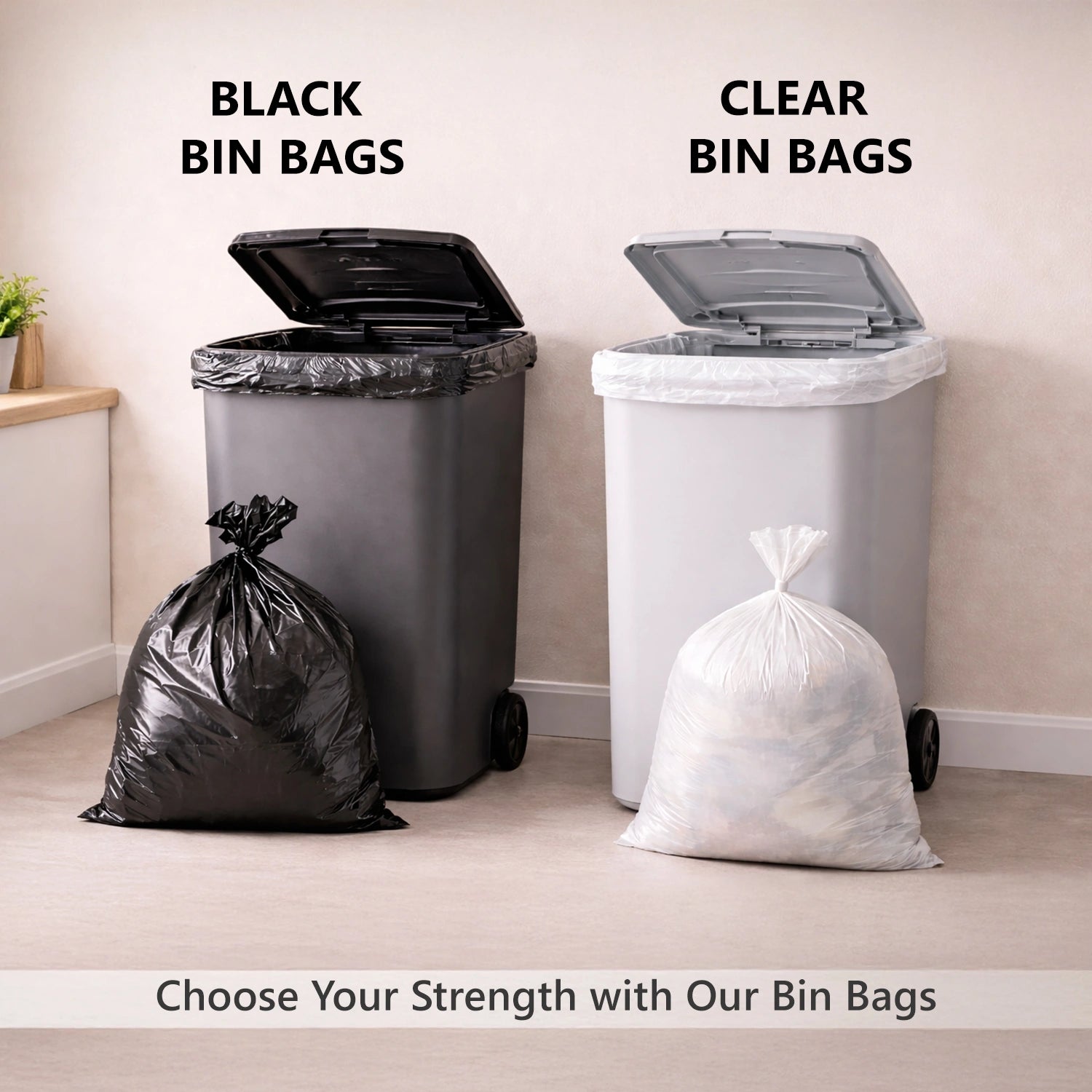 18x29x39 Inches Medium Duty Black & White Bin Bags (Pack of 200)