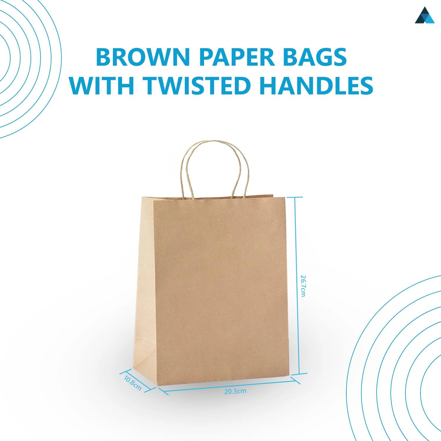 Medium Plus Brown Kraft Paper with Twist Handle Bags