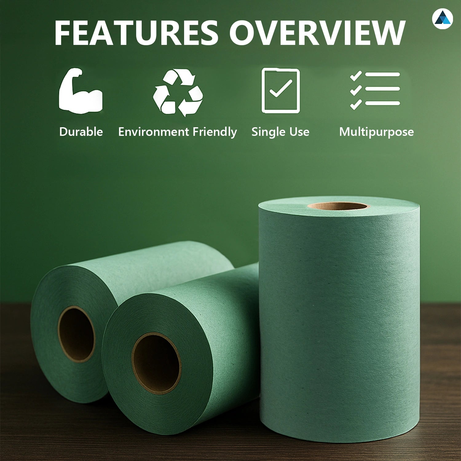 Green 1 Ply Paper Cleaning Rolls 76m x 20cm