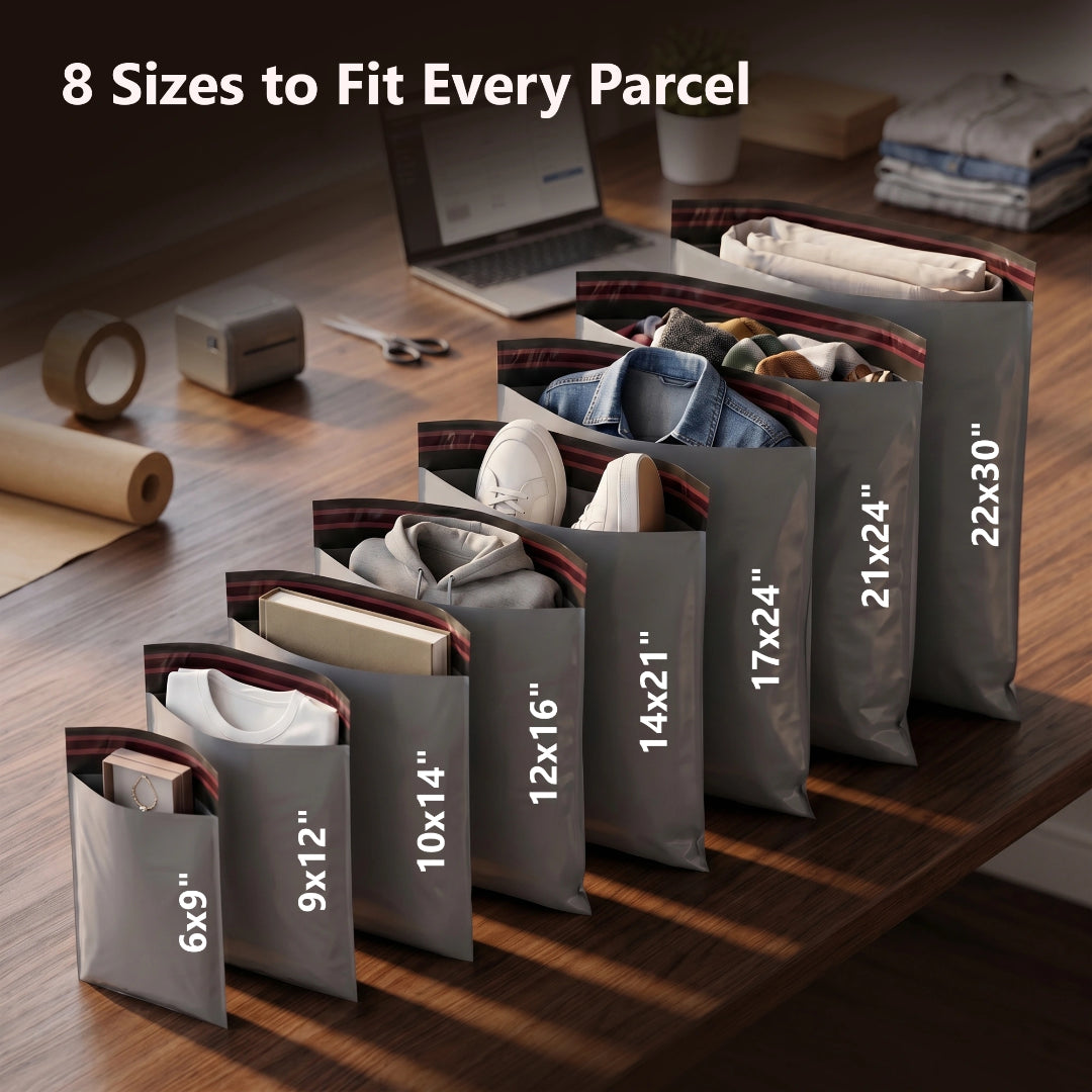 6 × 9-Inch Self-Seal Recycled Grey Mailing Bags