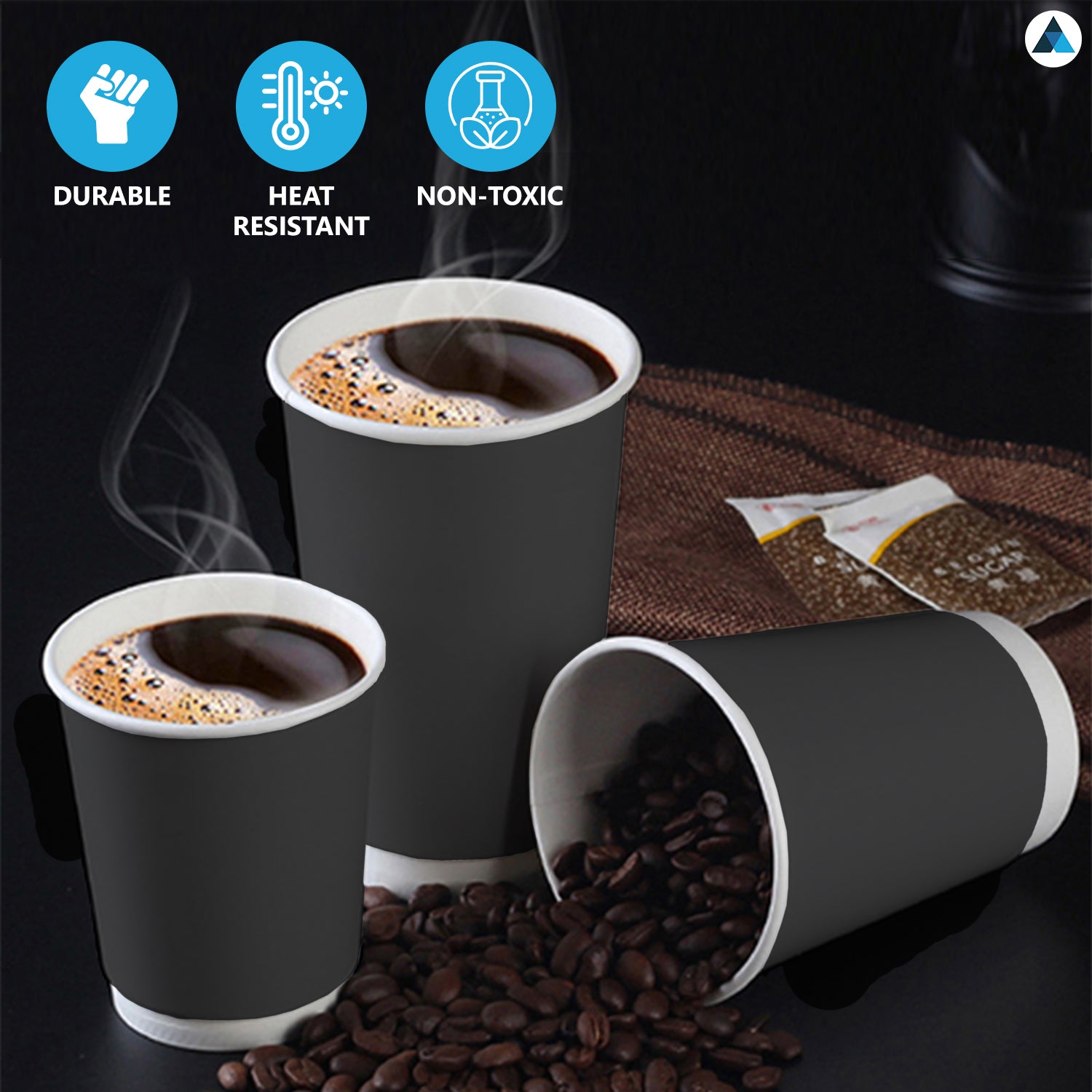 8oz Black Double Wall Paper Cups